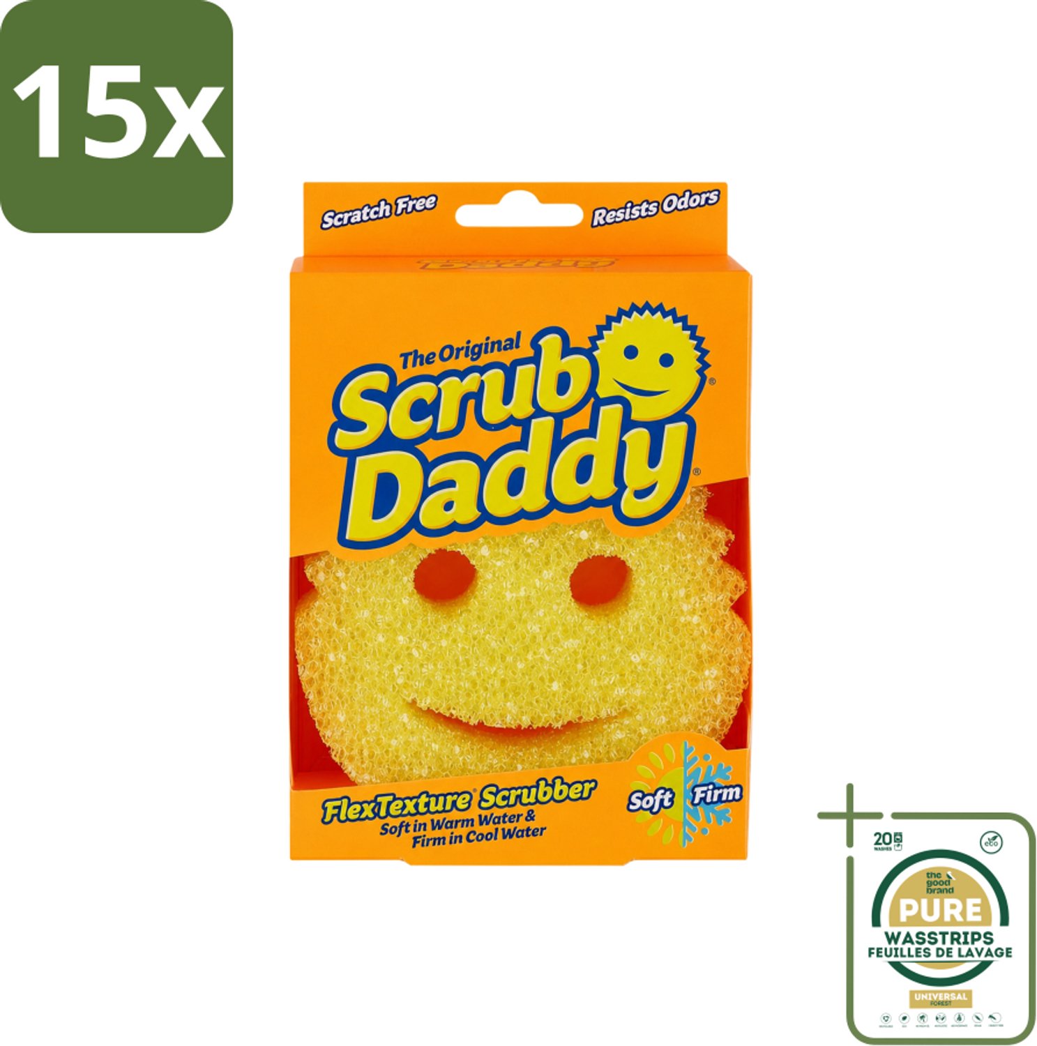 15 x Scrub Daddy - Spons - Veranderende Textuur - 1 Spons - Wasstrips - Schoonmaak - Spons - Vetvlekken Verwijderen - Schrobben - Vaat Reinigen