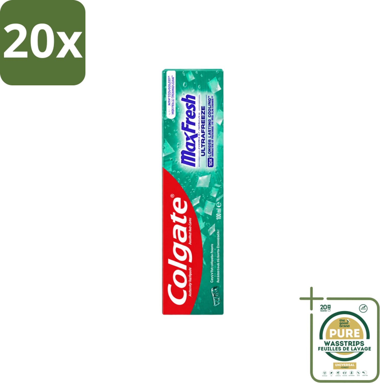 20 x Colgate - Max Fresh Clean Mint - Tandpasta - 100ml - Wasstrips - Tandpasta - Tanden Reinigen - Tanden Witter Maken - Tandbederf Bestrijden - Tandsteen Verwijderen