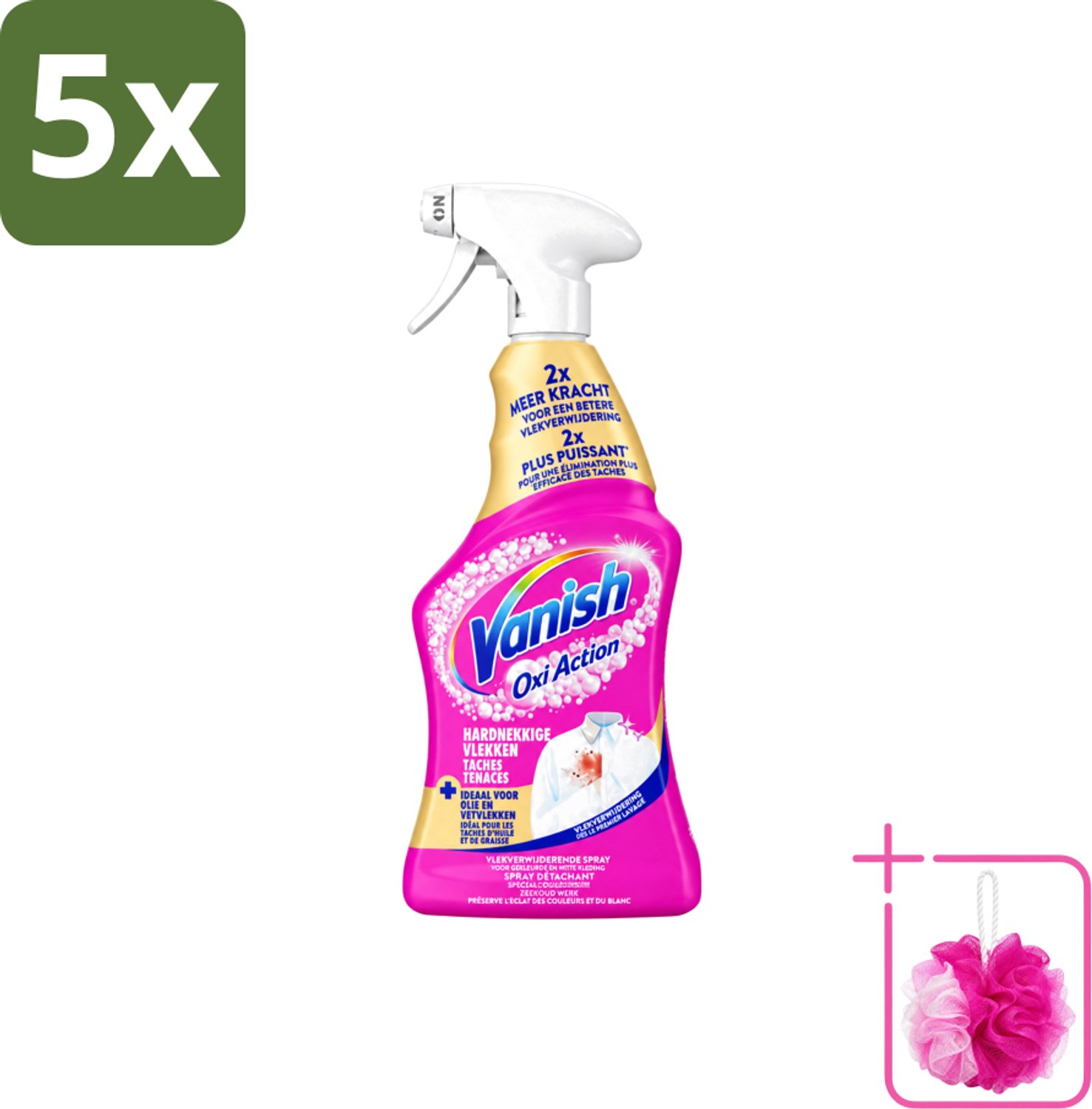 5 x Vanish – Vlekverwijderaar Spray – Hardnekkige Vlekken – 500 ml - Bulkverpakking - Vlekkenverwijderaar - Douchemop - Hardnekkige vlekken