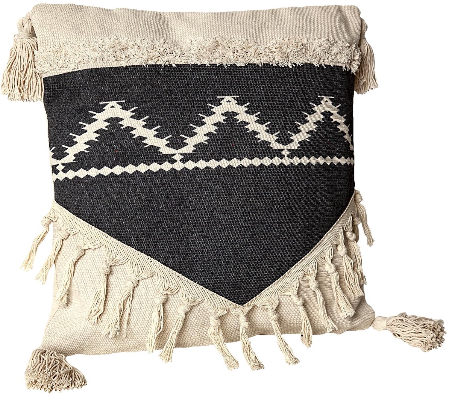 Decoratief Kussen Crème/Zwart met Flexibele Elementen - Polyester