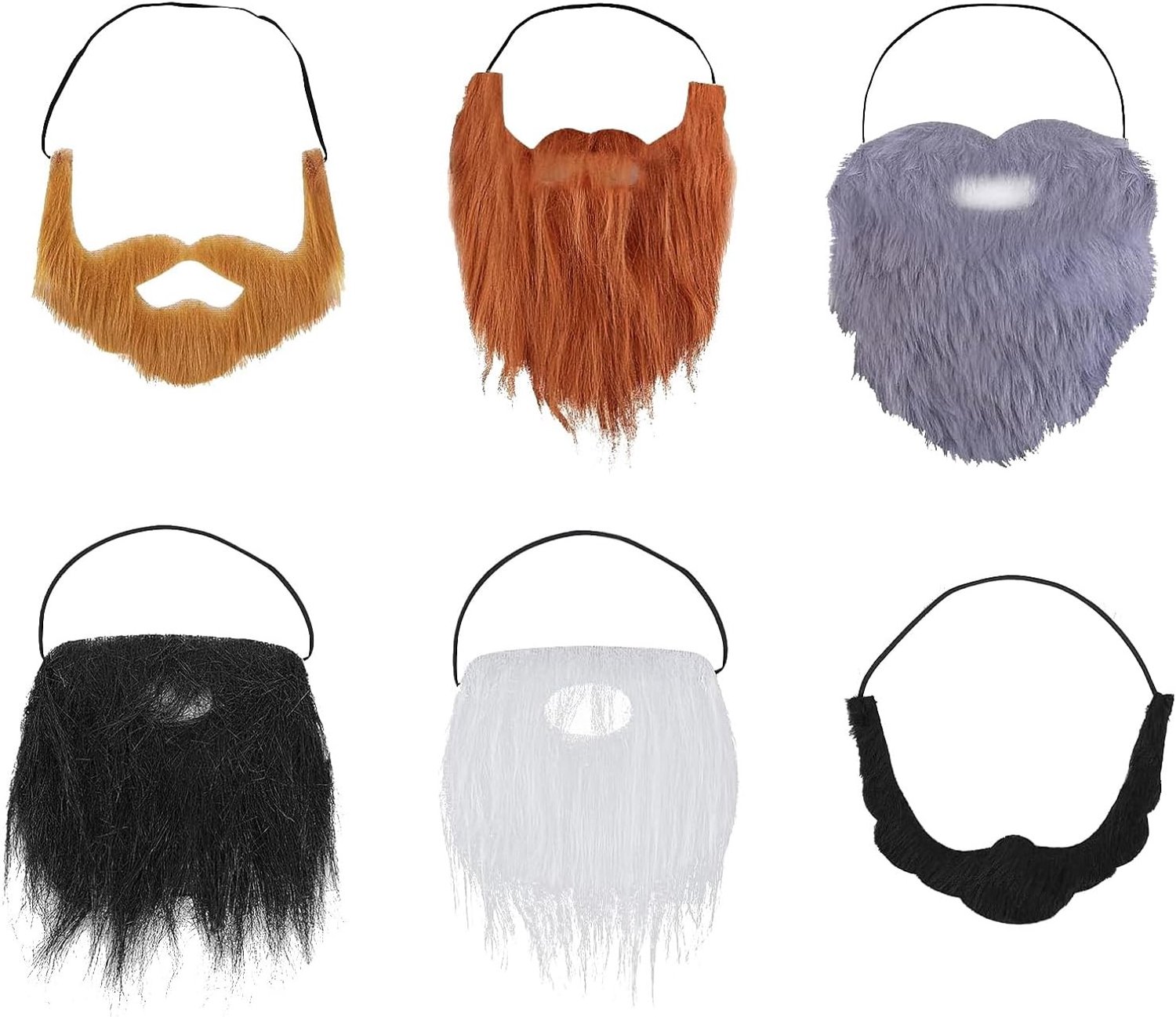 Set van 6 Nepbarten en Bärte voor Halloween en Feestjes, Grappige Accessoires voor Volwassenen, Perfect voor Kostuums en Kerstfeesten
