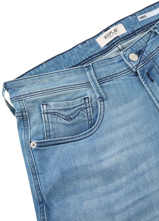 Replay Heren Jeans Broeken Anbass slim Fit Blauw Volwassenen Denim Jeansbroek Spijkerbroek heren