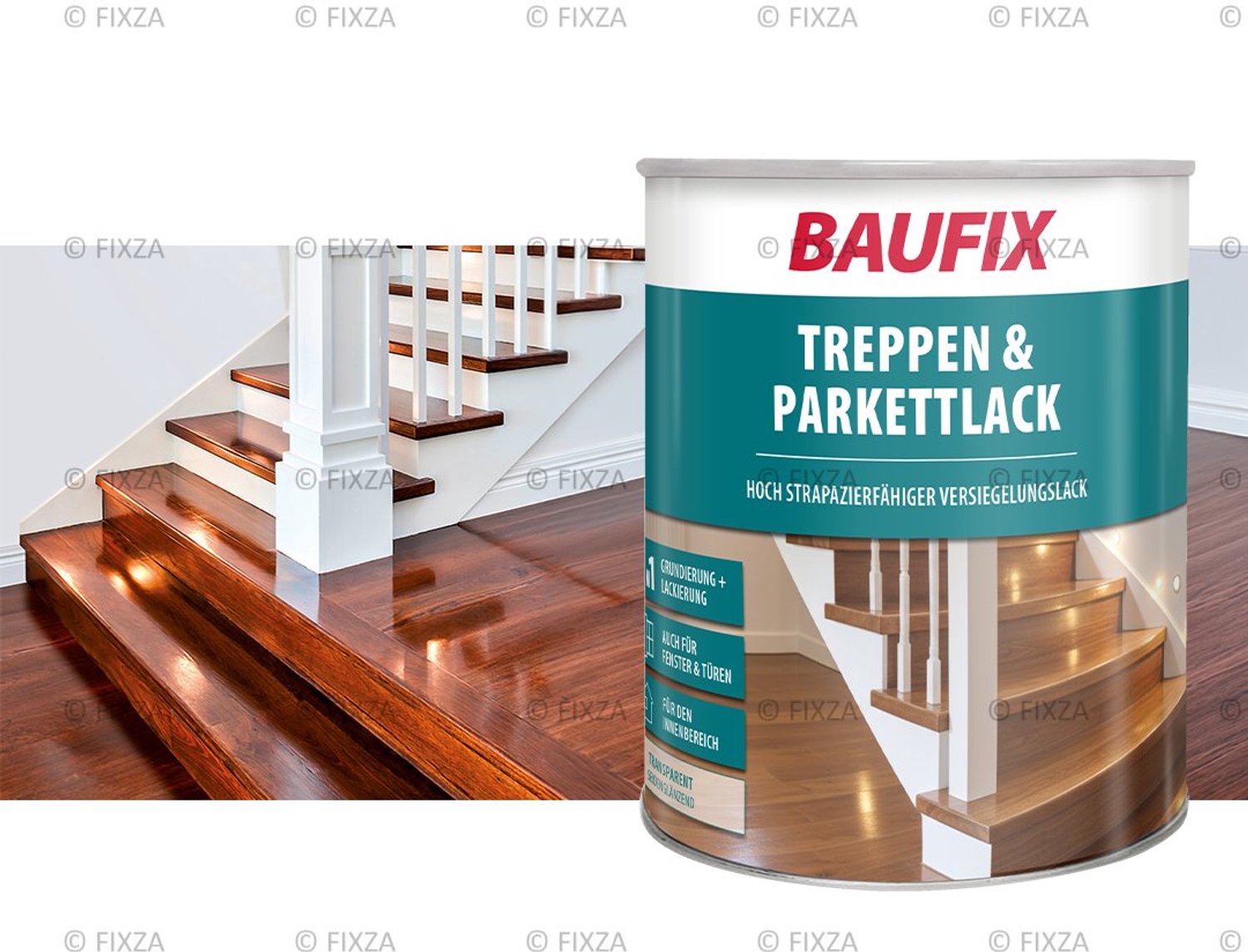 BAUFIX Trap- & Parketlak Zijdeglans 1L – Slijtvaste Vloerlak voor Hout Binnen – Krasbestendige Parket Vernis