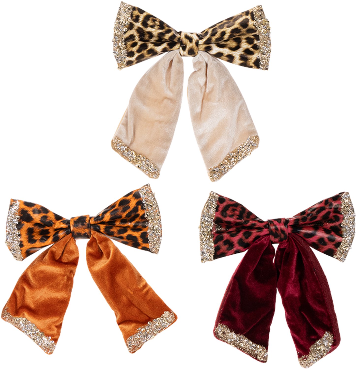 Decoratieve strik met dierenprint (luipaardpatroon), 20 cm, 3 stuks