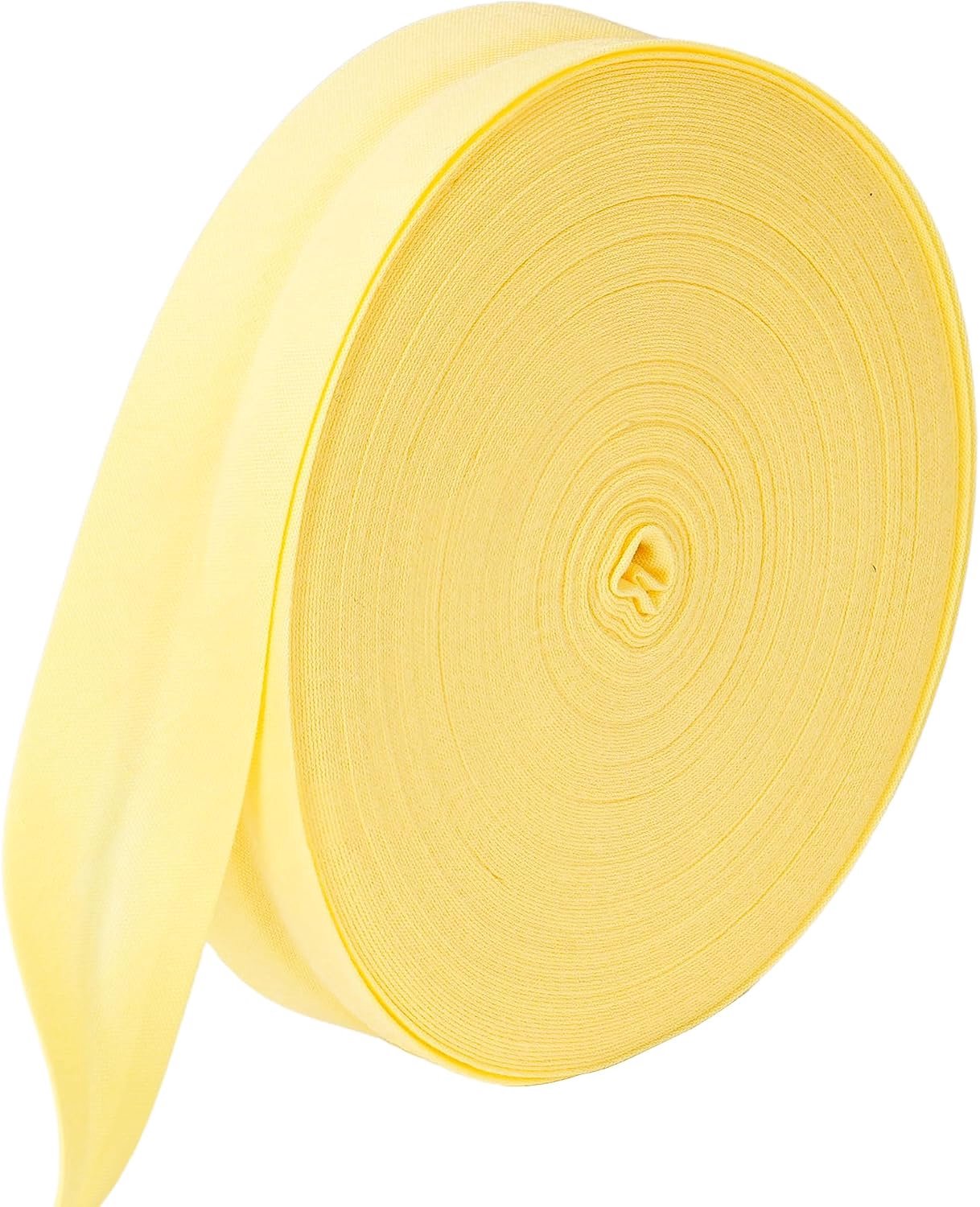 20 mm breed, 35% katoen en 65% polyester, 20 m stuk, lichtgeel