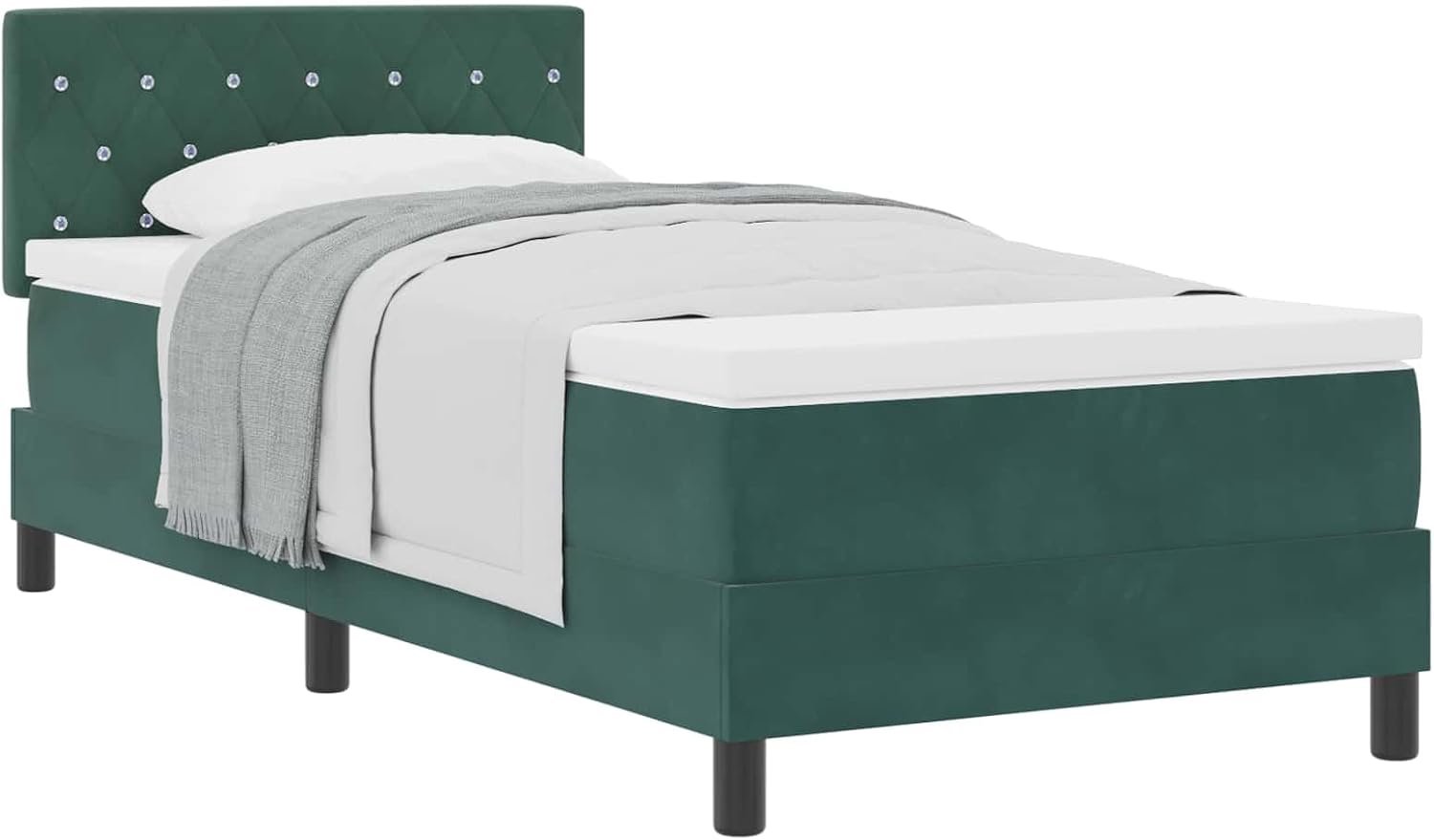 Boxspringbed van fluweel, donkergroen, 90 x 190 cm