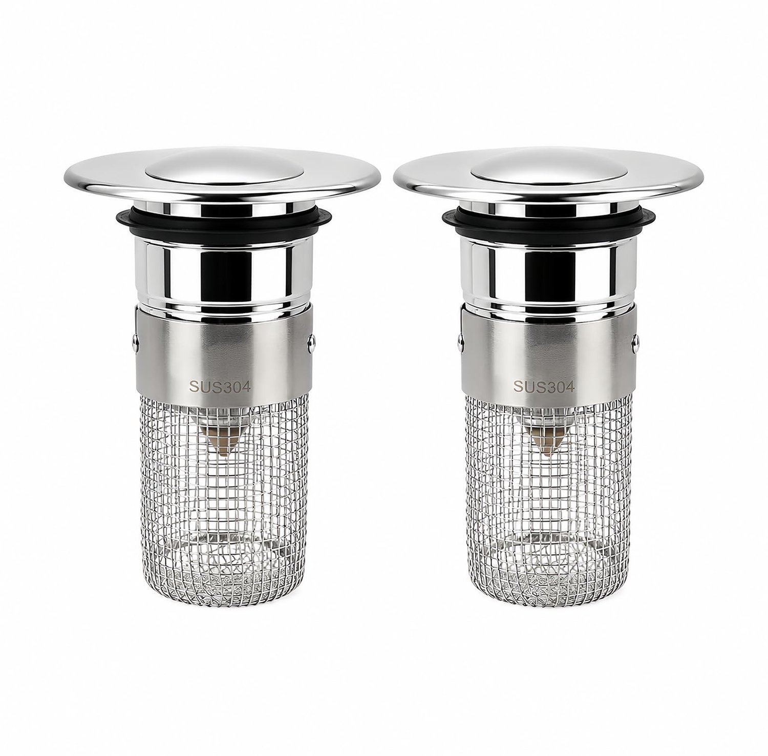 Set van 2 Universele Wastafelstoppers met Haarzeef