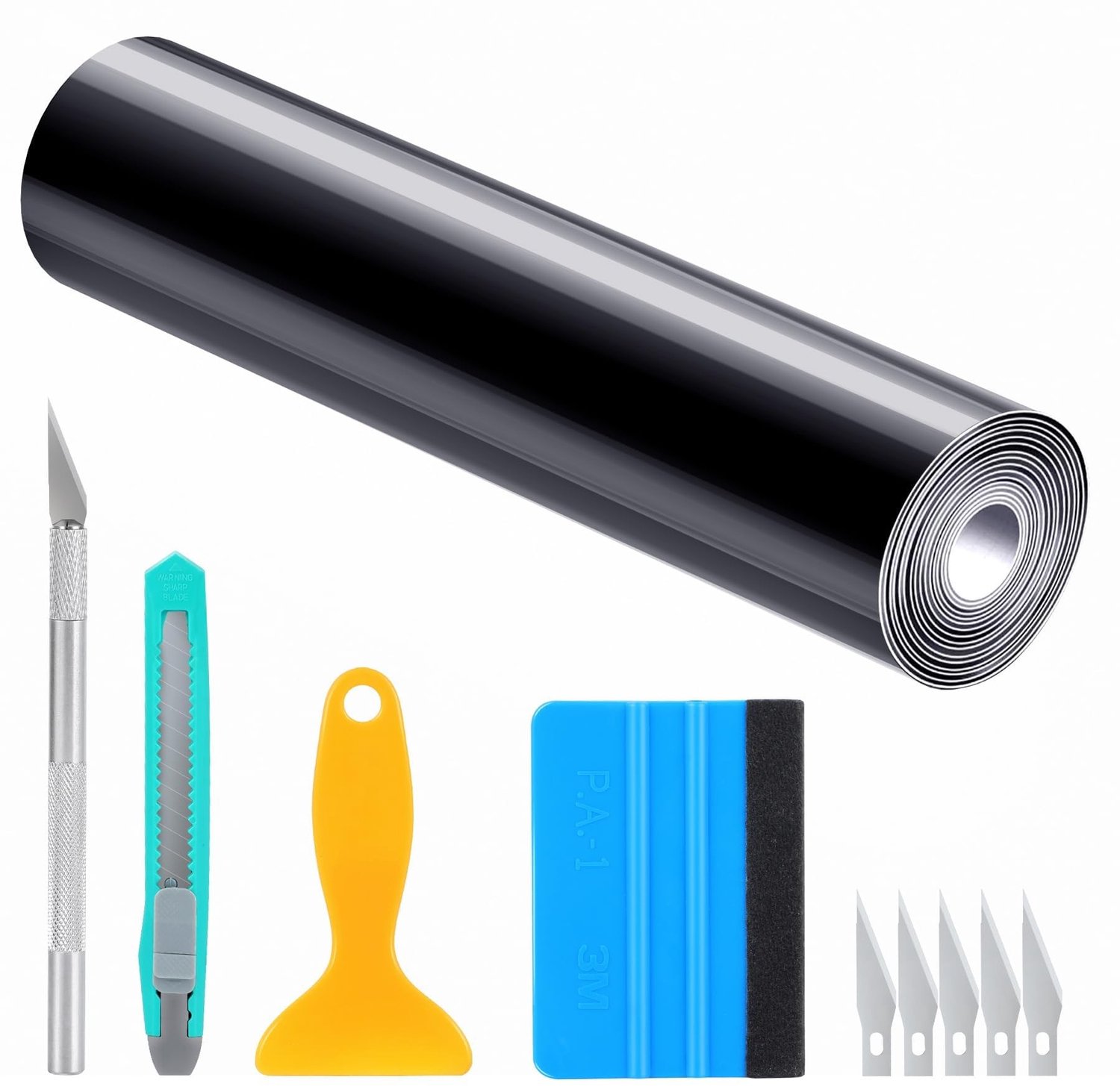 Zwart Glanzend Vinyl Car Wrap, 300 x 30 cm, Waterdicht