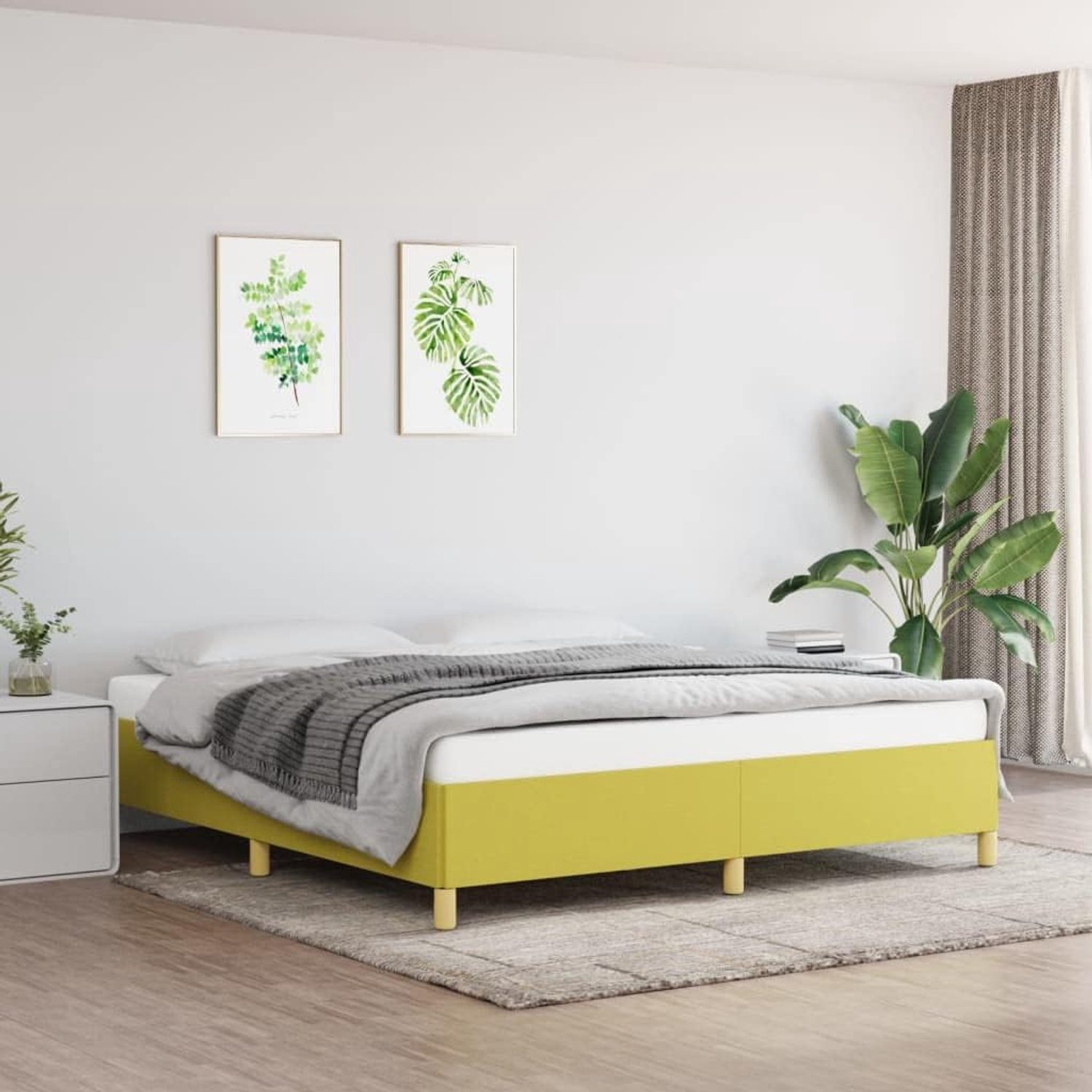 Tweepersoonsbed, slaapkamermeubels, zonder matras, groen, 180 x 200 cm, stof