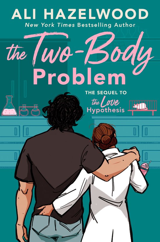 Boekomslag: 'The Two-Body Problem' met een illustratie van een stel in een laboratorium.
