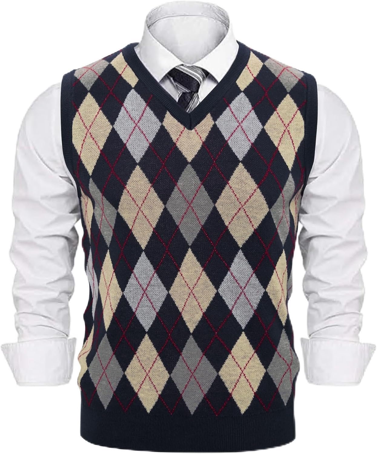 Pullunder voor heren vest heren gebreid vest mouwloos regular fit V-hals effen