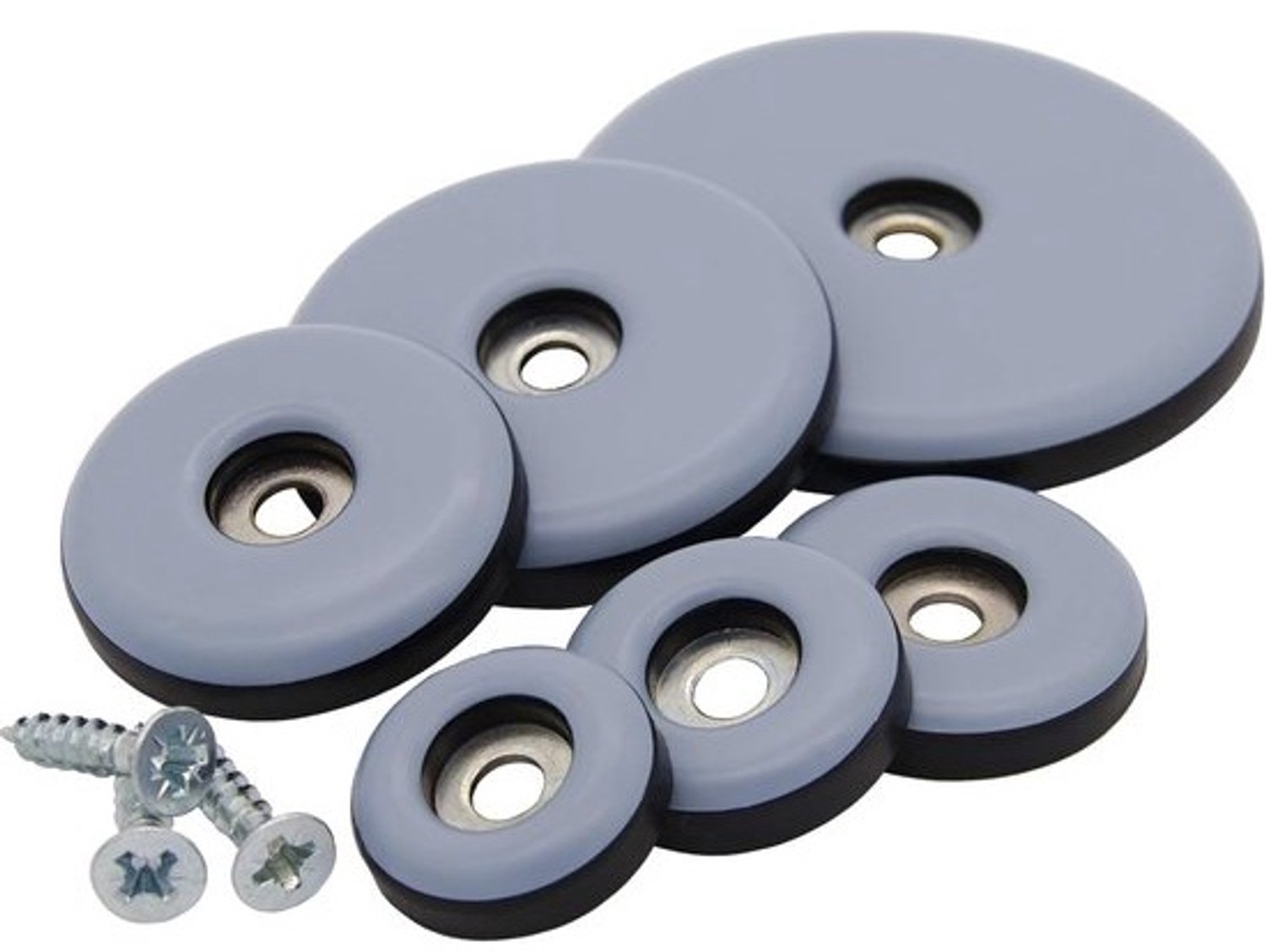 Meubelglijders om vast te schroeven - Ronde PTFE-glijders - Meubels verplaatsen - Set van 16 stuks - Ø 19-50 mm - Grijs