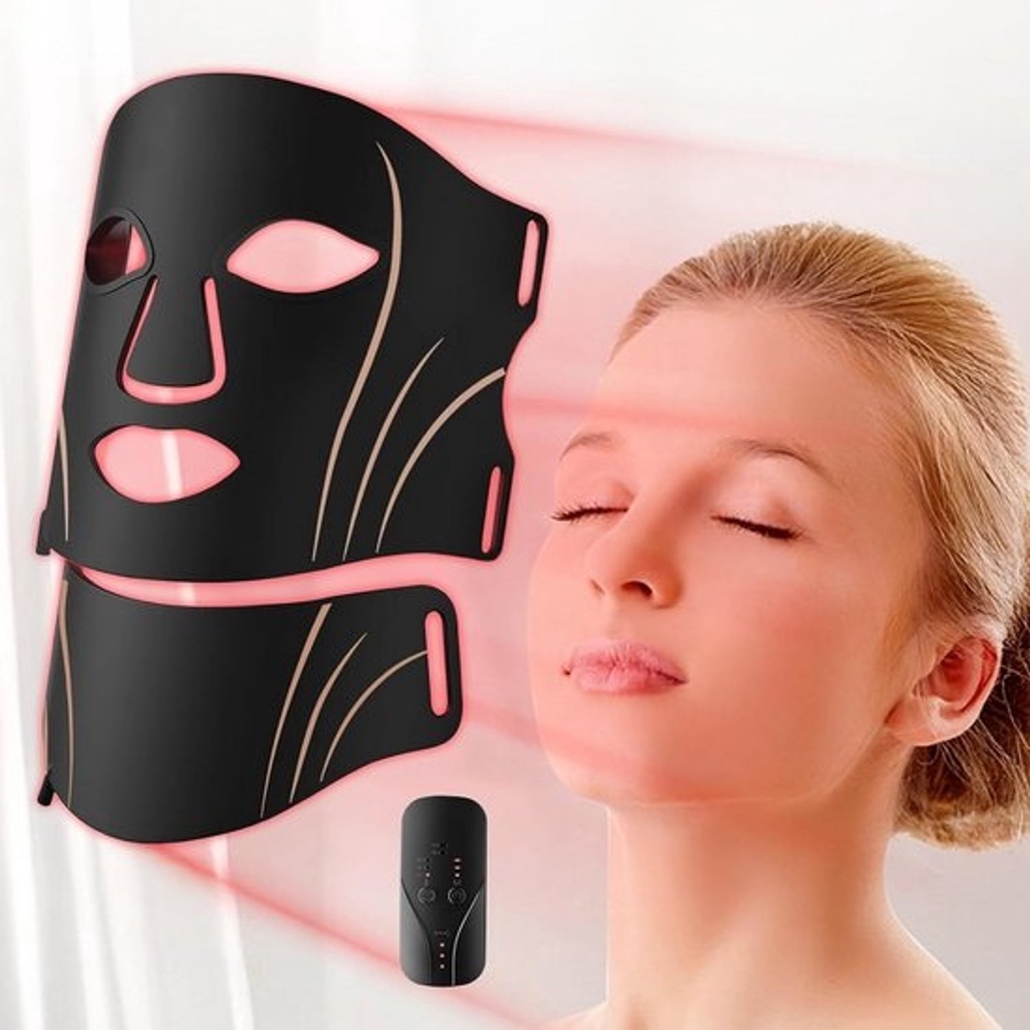 Gezichtsmasker - Huidverzorging - Huidverjonging voor thuis - Therapie met 7 kleuren - 28 cm - Wit