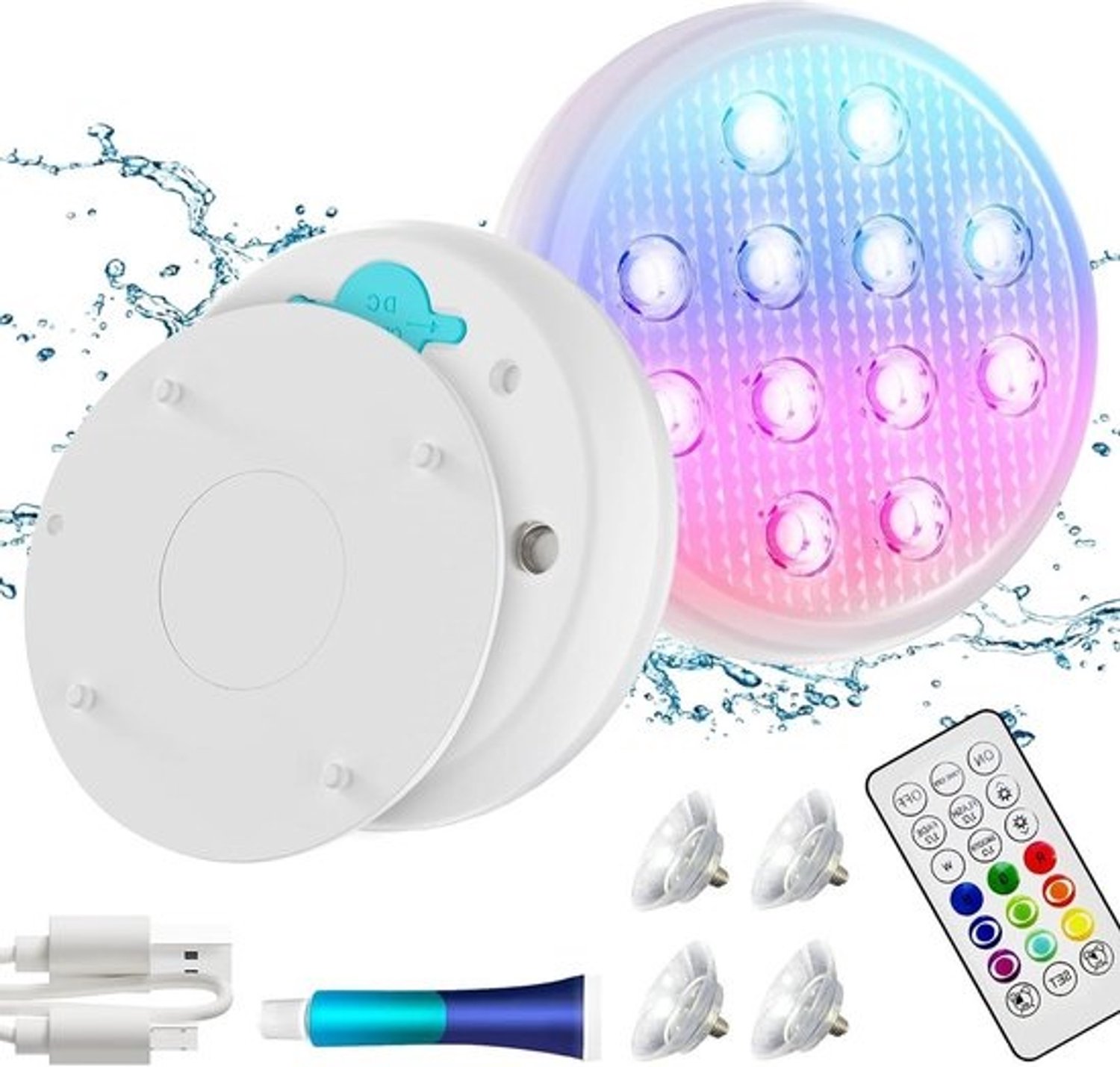 Oplaadbare zwembadverlichting – Drijvende onderwaterlampen – Sfeerverlichting – IP68 waterdicht met magneet – 2 stuks – 16 kleuren Oplaadbare zwembadverlichting – Drijvende onderwaterlampen – Sfeerverlichting – IP68 waterdicht met magneet – 2 stuks – 16 kleuren