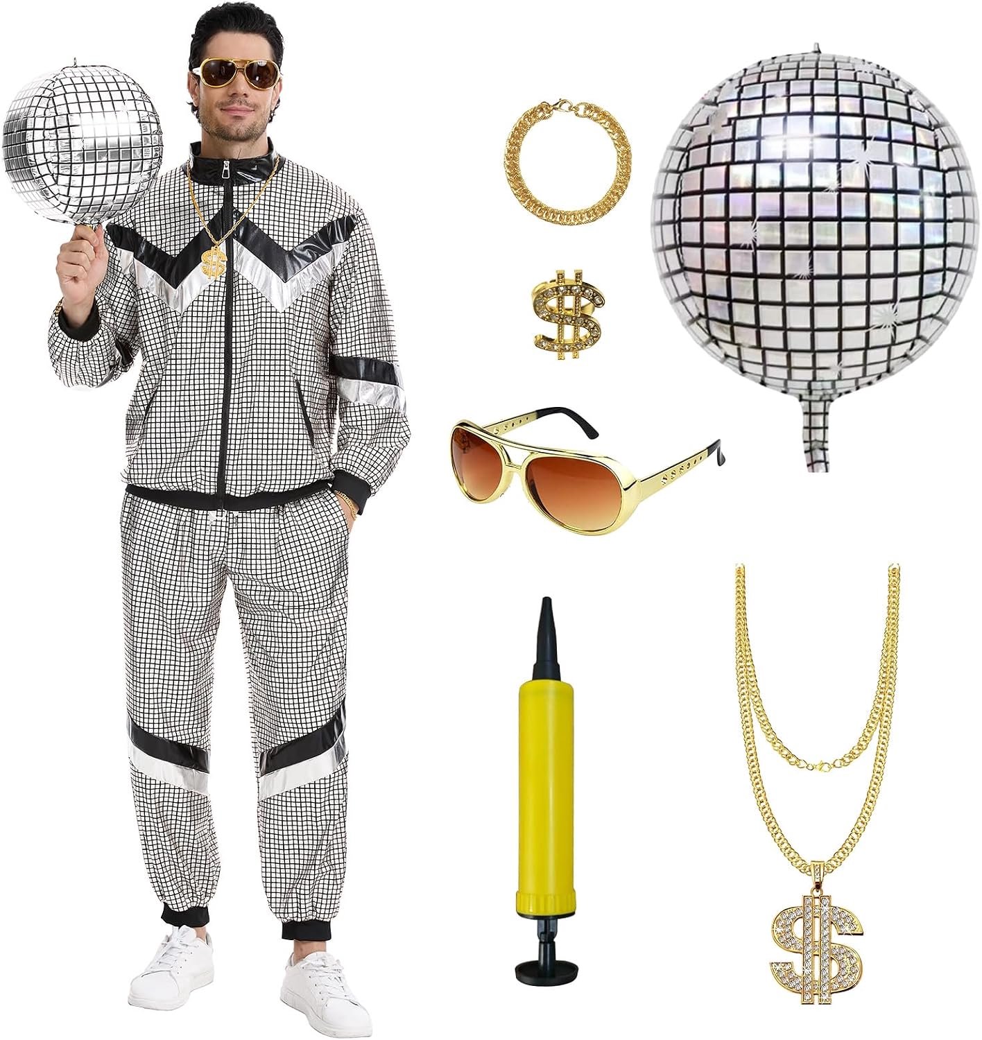 80-outfit dames heren 8-delig trainingspak disco kostuum