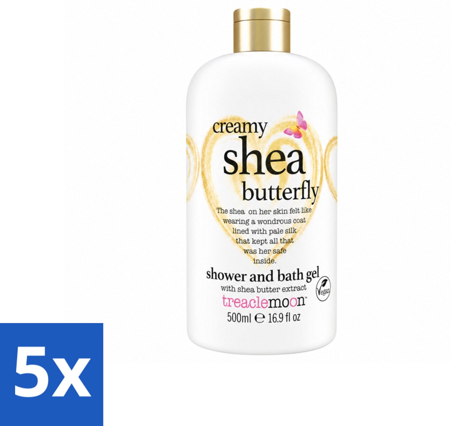 5 x Treaclemoon – Bad- & Douchegel – Creamy Shea Butterfly – 500 ml - Voordeelverpakking - 5 stuks