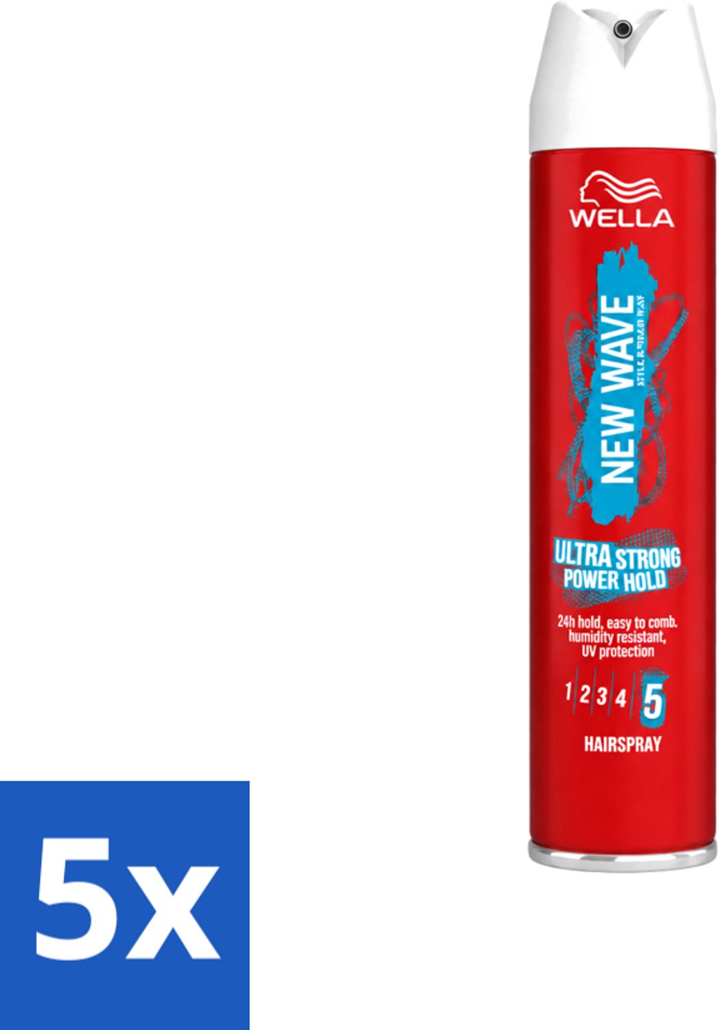5 x Wella – New Wave Rock’n Hold Ultra Strong – Haarspray – 250 ml - Voordeelverpakking - 5 stuks
