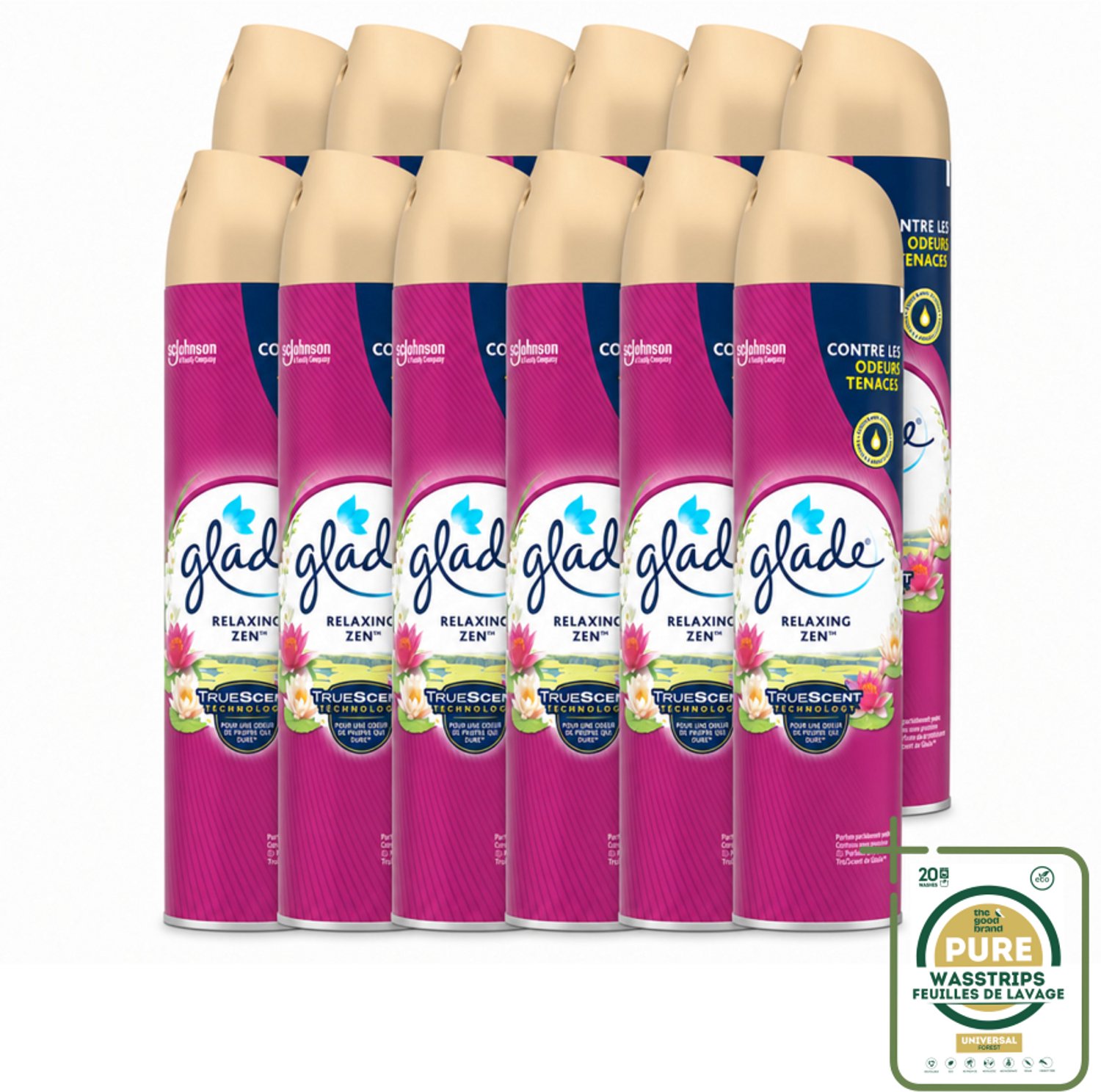 12 x Glade - Luchtverfrisser Spray - Relaxing Zen - 300 ml - Wasstrips - Luchtverfrisser - Ontspanning - Geur - Frisheid - Badkamer