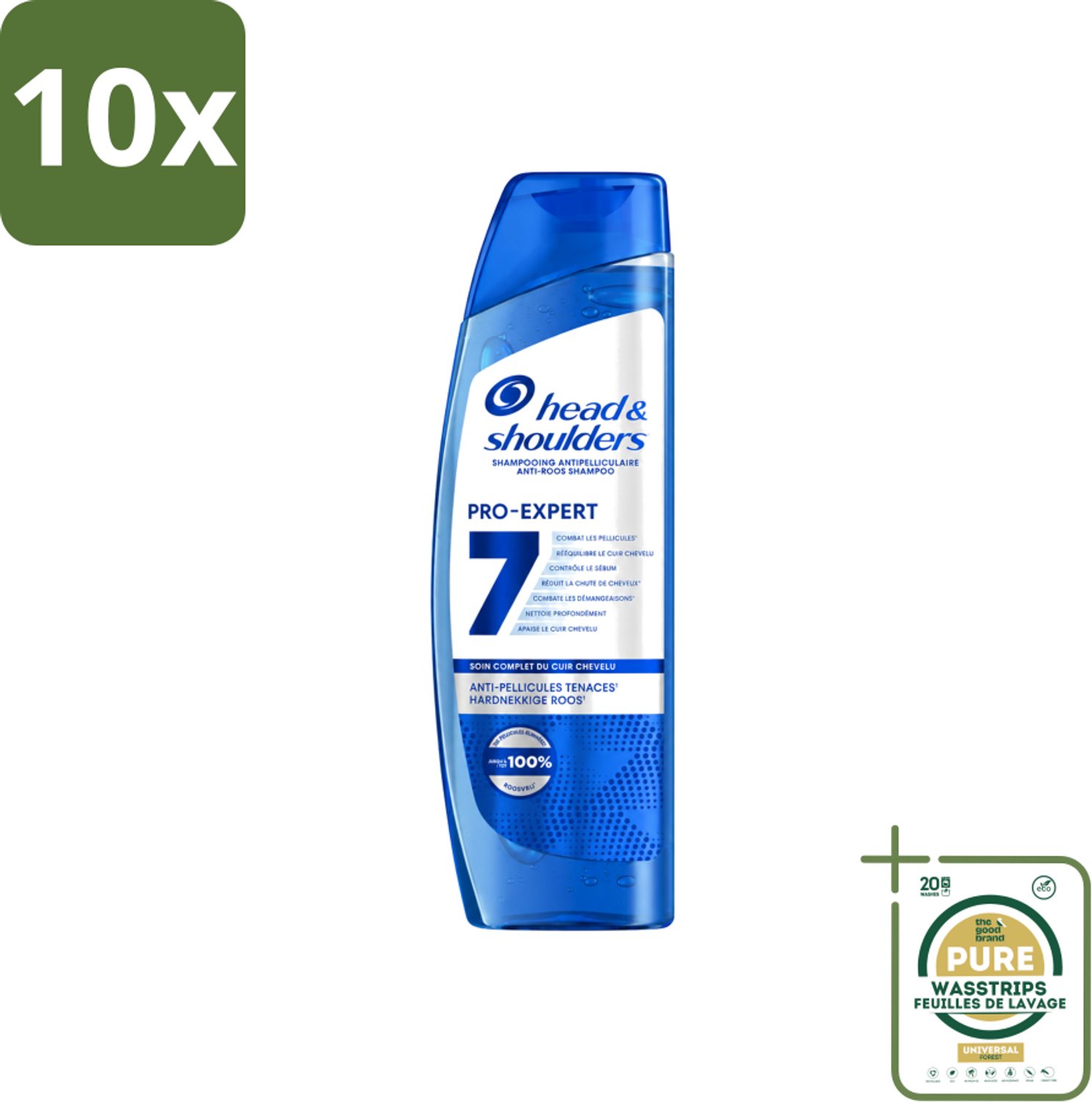 10 x Head & Shoulders - Shampoo - Pro-Expert 7 - Anti-Roos - 250 ml - Wasstrips - Anti-roos Shampoo - Hoofdhuidbescherming - Roosbestrijding - Tea Tree-olie - Hoofdhuidbalans