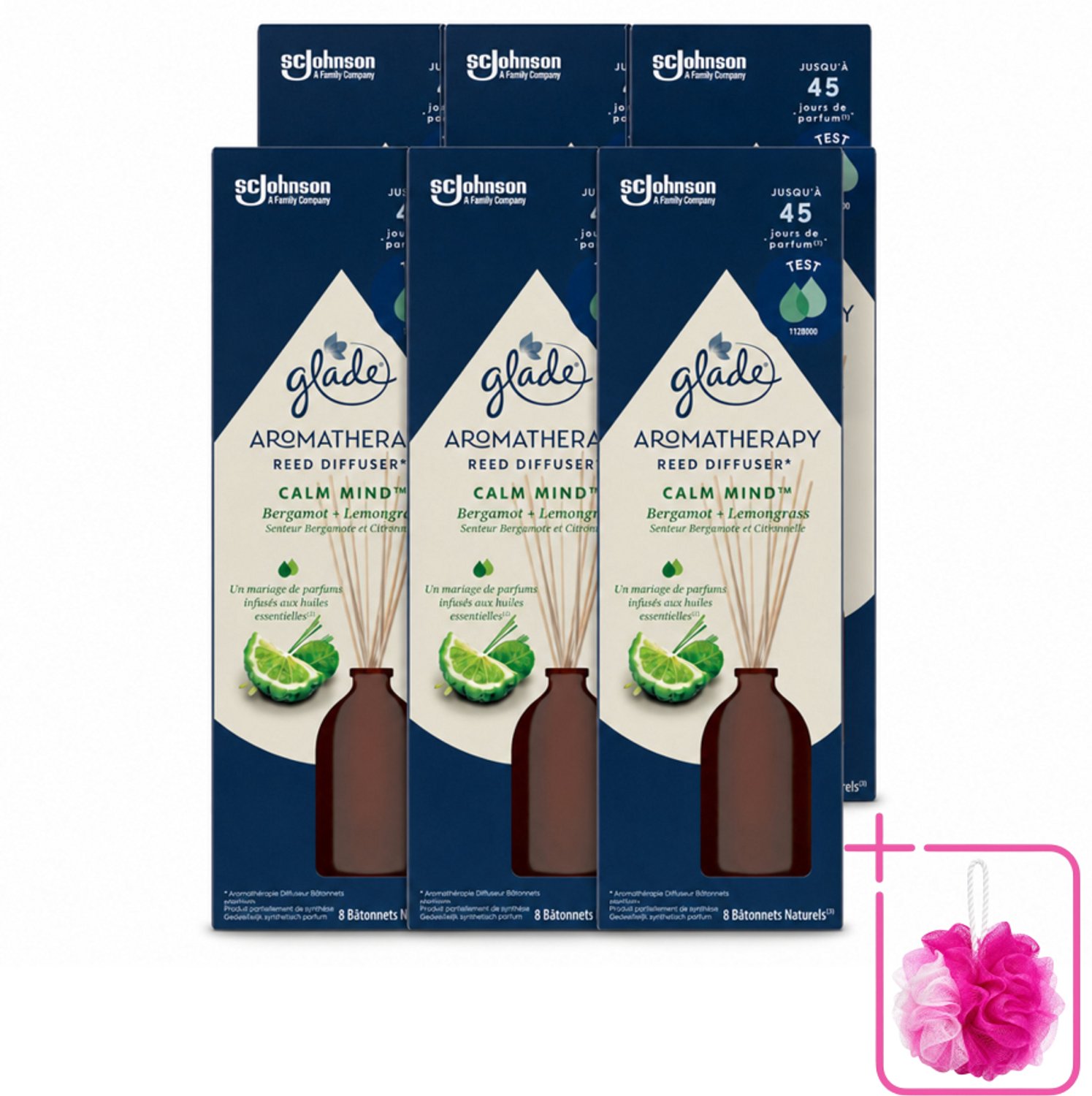 6 x Glade - Geurstokjes Calm Mind - Aromatherapie Geurverspreiding - 80 ml - Bulkverpakking - Geurstokjes - Douchemop - Ontspanning