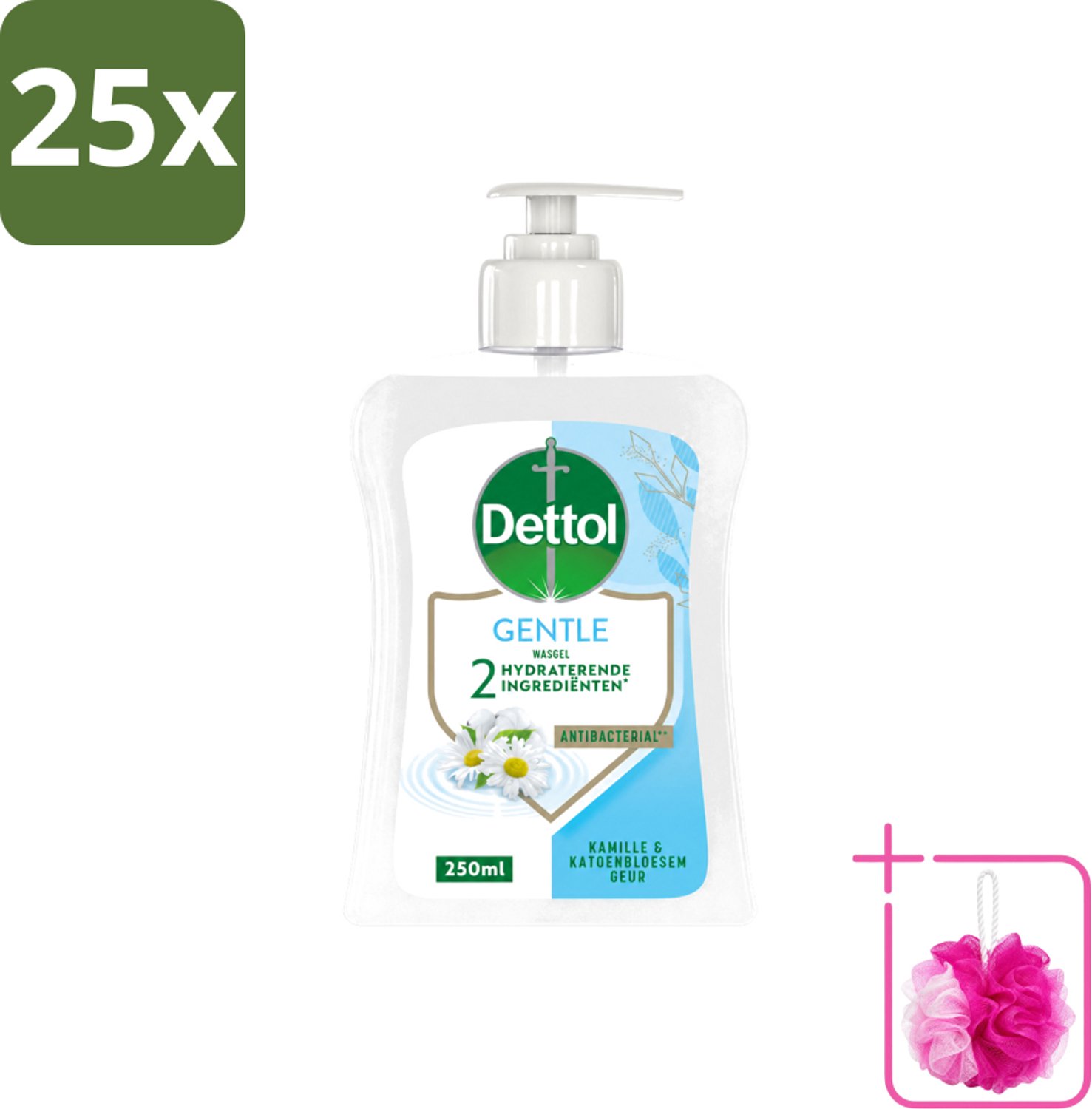 25 x Dettol - Handzeep - Gentle - Kamille & Katoenbloesem - 250 ml - Bulkverpakking - Handzeep - Douchemop - Antibacterieel