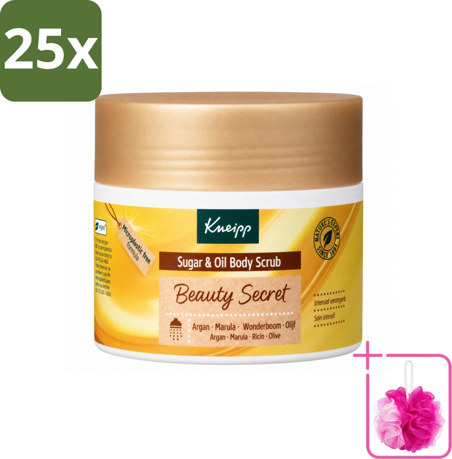 25 x Kneipp - Body scrub - Sugar & Oil - Beauty Secret - 200 ml - Bulkverpakking - Body scrub - Douchemop - Huid verzorging