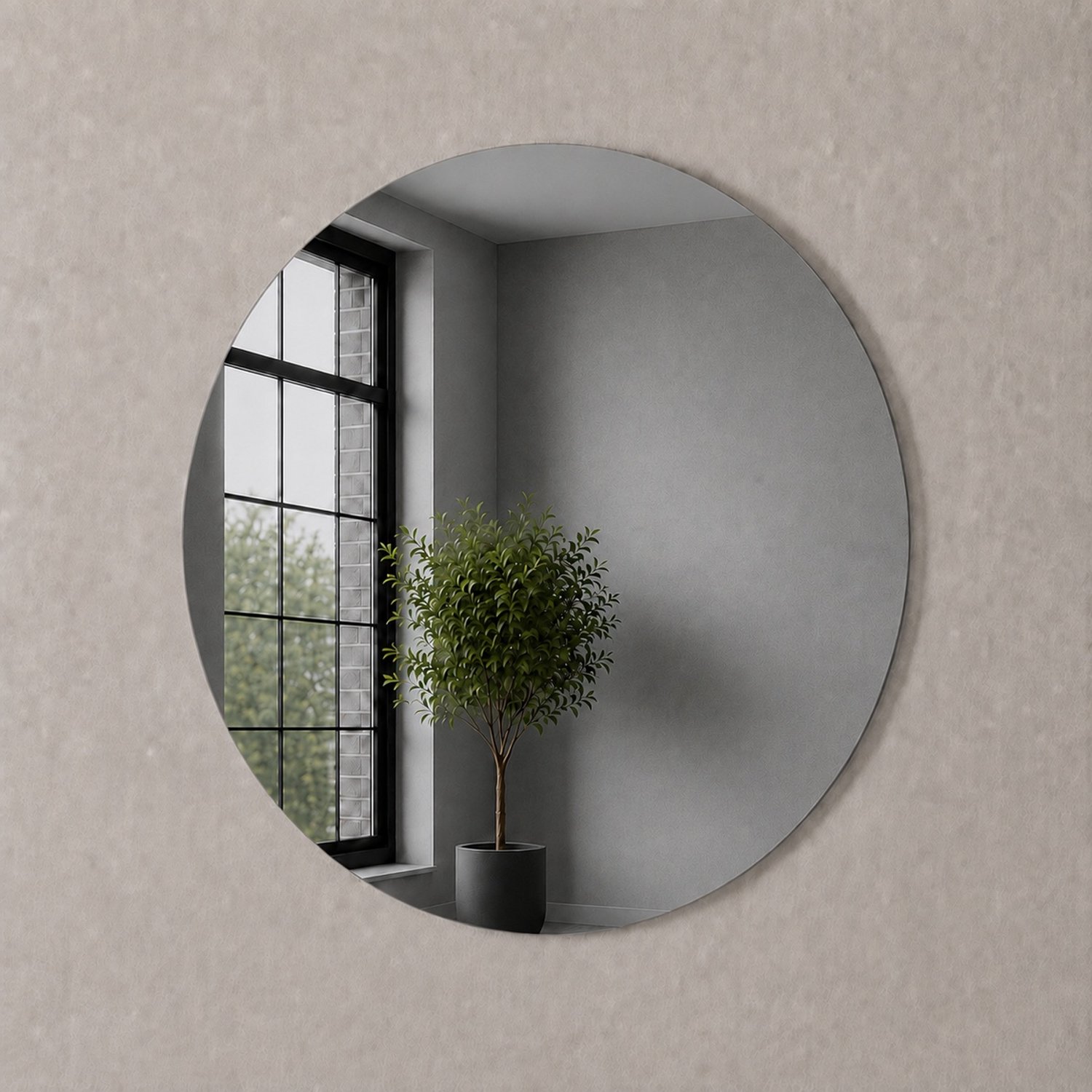 Wandspiegel - Rond - Diameter 500 mm - Spiegel grijs gekleurd - Met spiegellijm - In Nederland Geproduceerd - Top Kwaliteit Wandspiegel Zonder Lijst