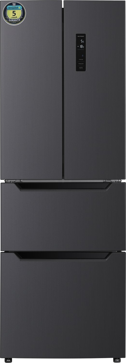 Exquisit FD436-040DGD French Door – 320 L – Koel-vriescombinatie – 39 dB – 63,5 cm breed – Metal Dark Grey