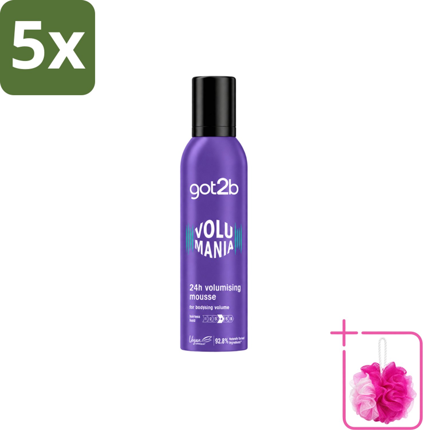 5 x Got2B - Volumemousse - Volumania 24H - 250 ml - Bulkverpakking - Haar volume - Douchemop - Haarkleur