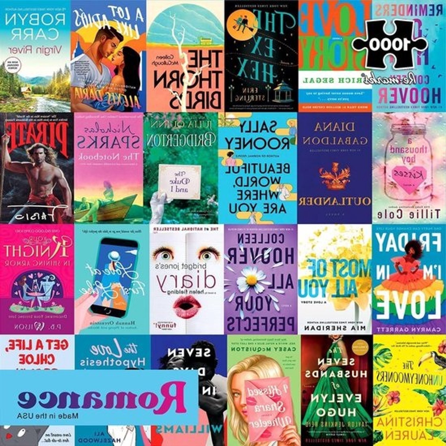 Collagepuzzel - Puzzel over literatuur - Ontspannen vrije tijd - Thema romantische romans - 1000 stukjes - Kleurrijk