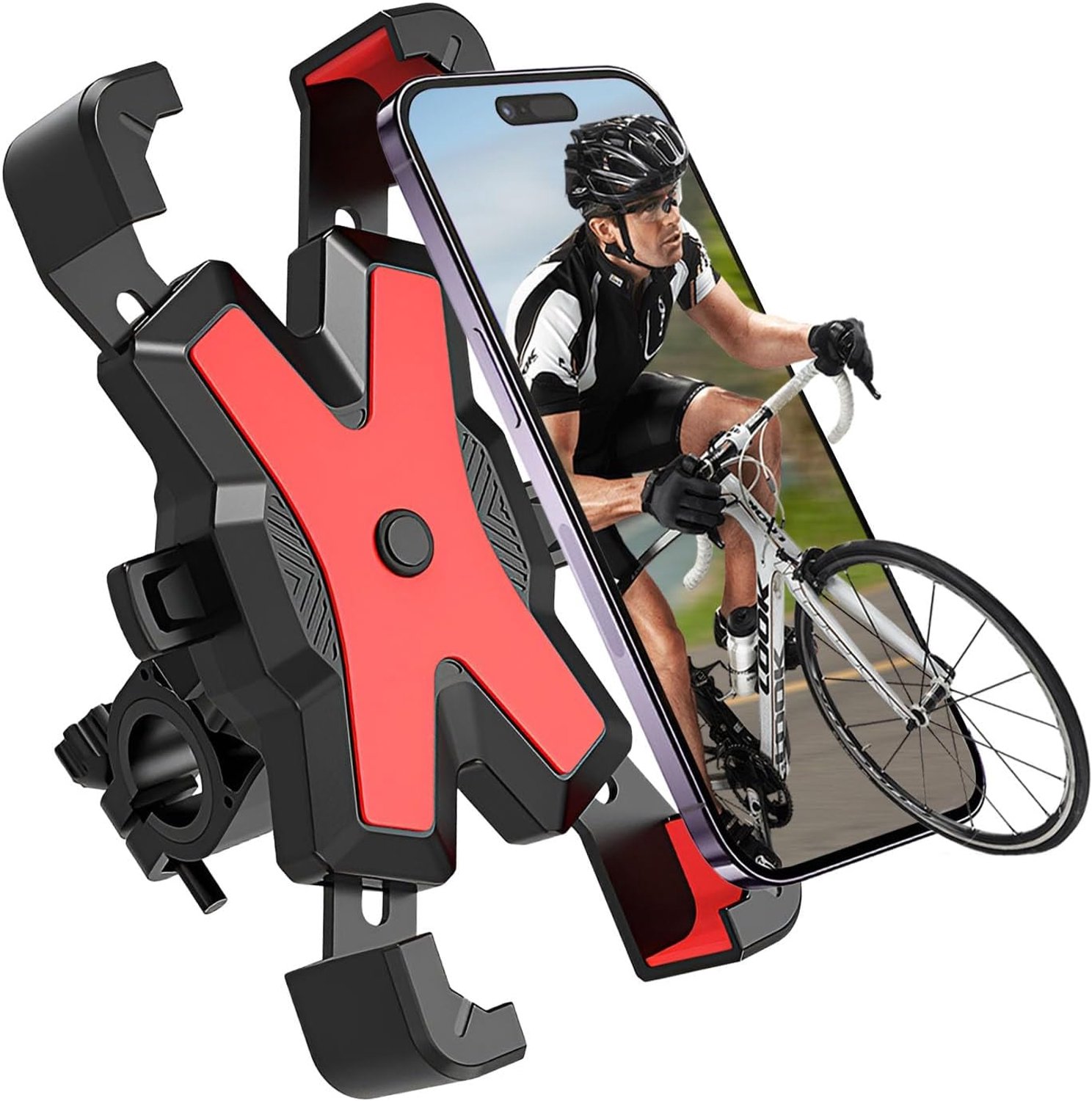 Telefoonhouder voor fiets en motorfiets, trillingsbestendig, telefoonhouder voor motorfiets, 360° draaibaar, compatibel met iPhone 15 14 13 Pro Max, Galaxy, 4,8 tot 6,8 inch smartphones