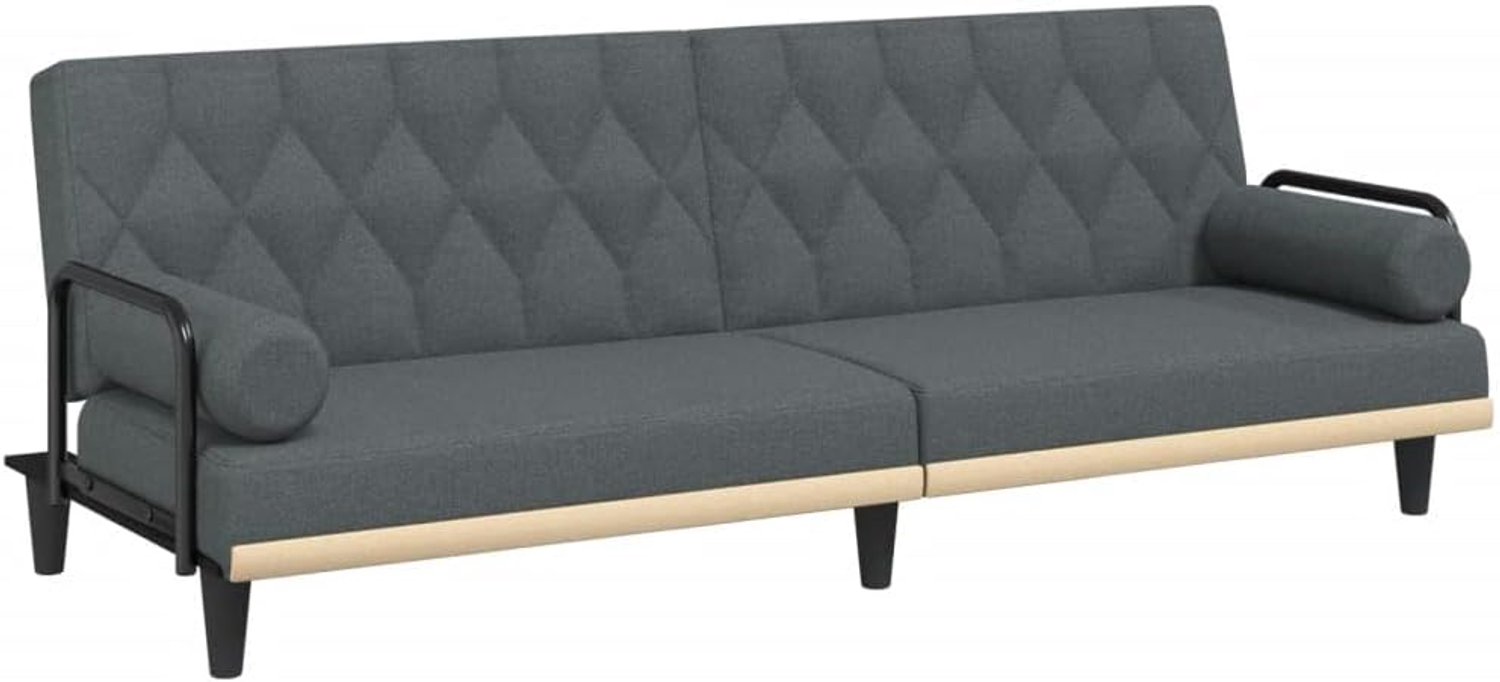 Slaapbank met armleuningen, donkergrijs, stoffen slaapbank voor woonkamer, slaapkamer, logeerkamer