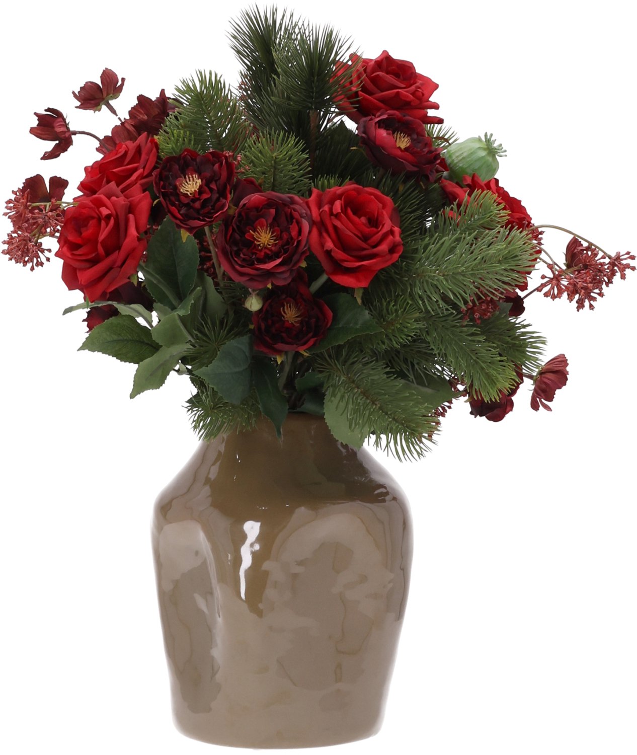 maxifleur Kunstplanten Kunst kerstboeket Elsa Leogang 50cm Rood
