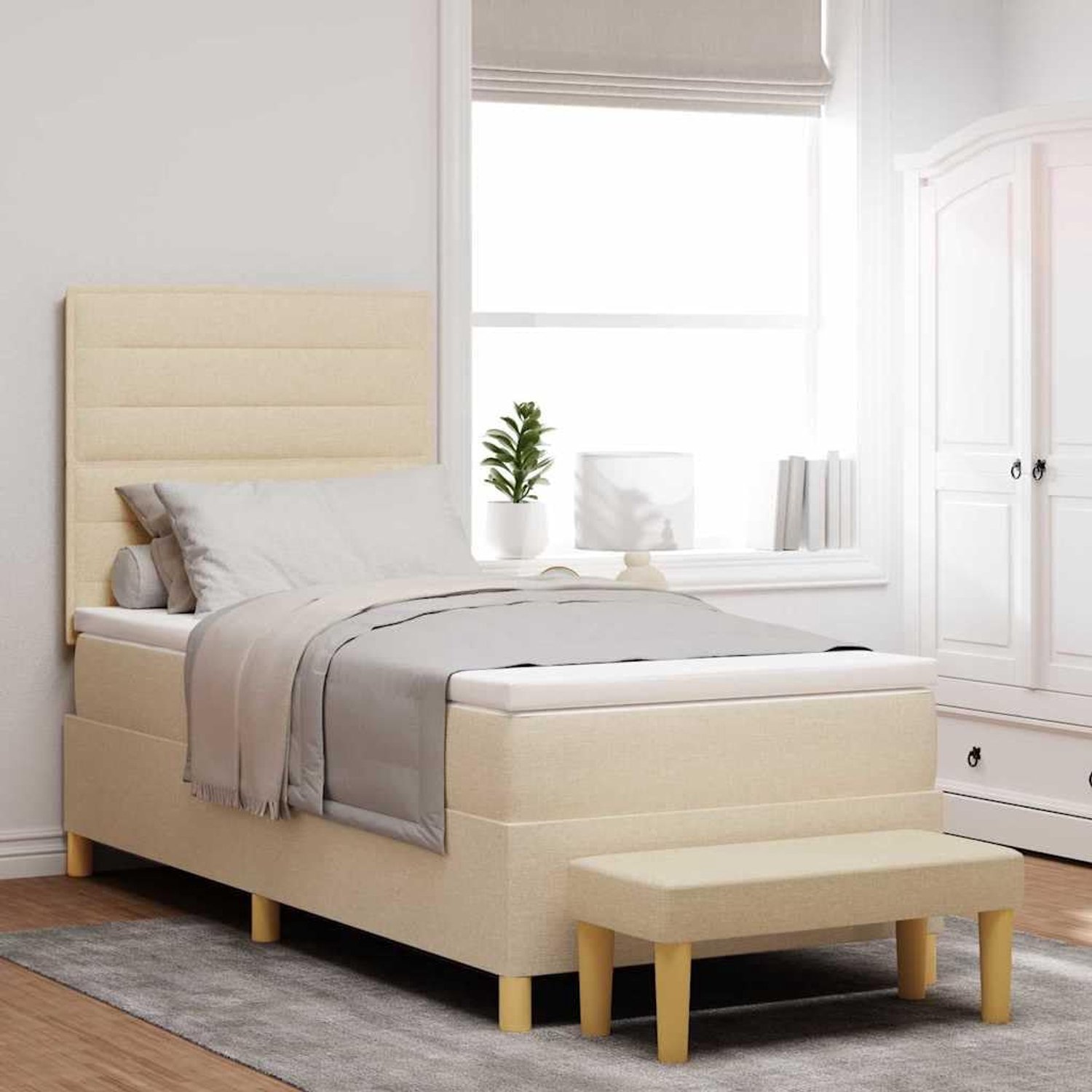 Boxspring met schuimmatras Modern ontwerp Crème 200x90 cm