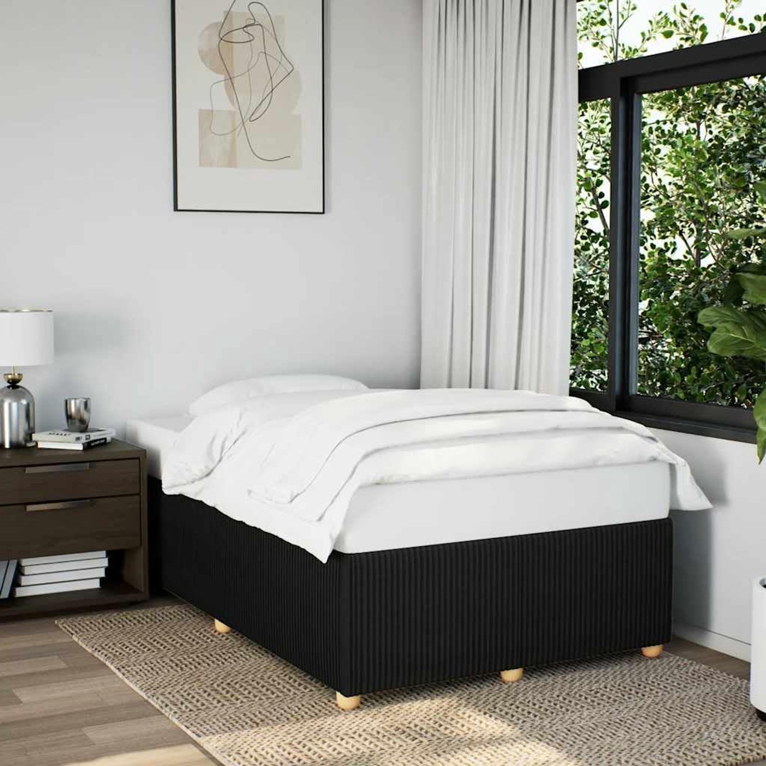 Bedframe met lattenbodem en poten Zwart 120x200 cm