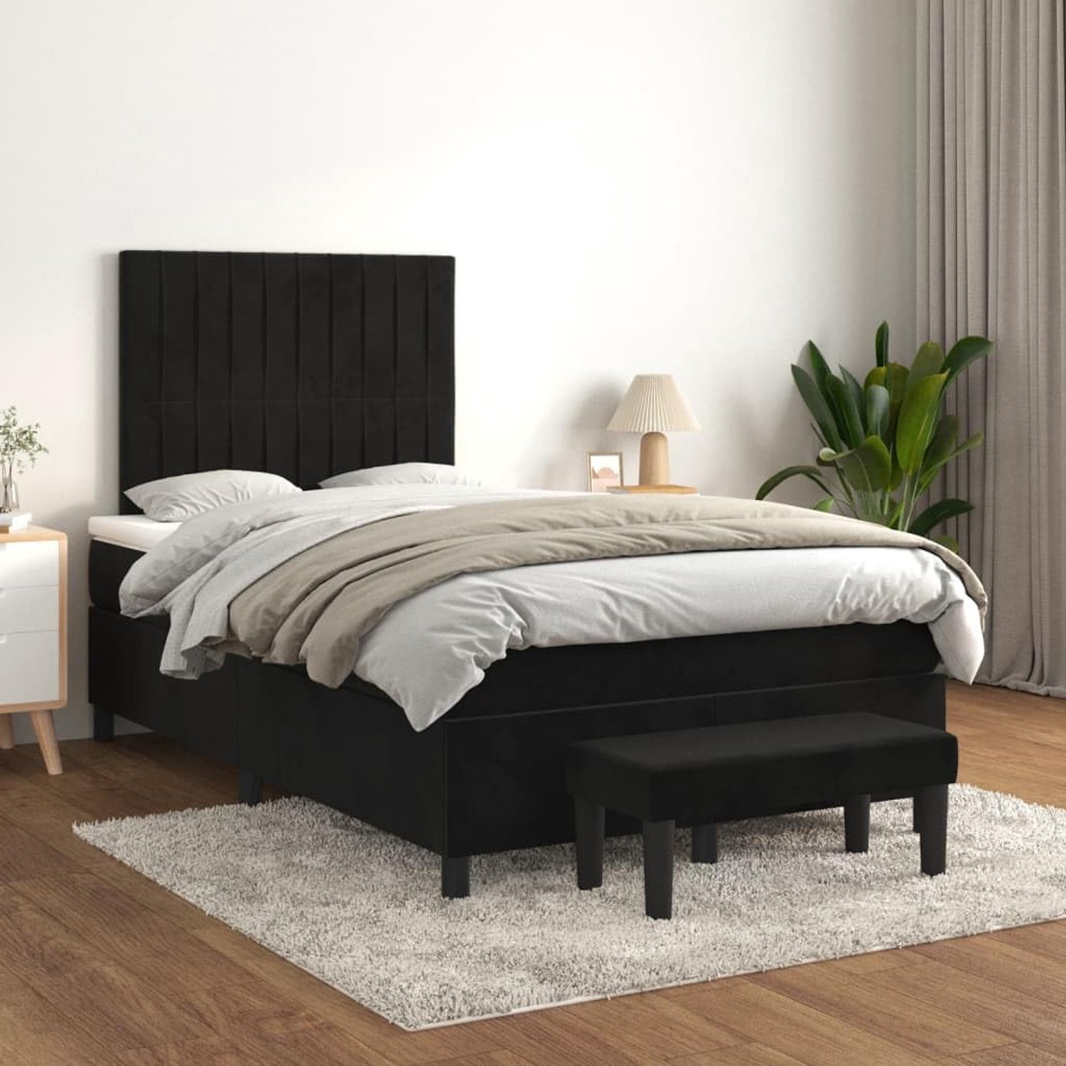 Boxspringbed Verstelbaar Hoofdbord Pocketvering 120x200 Zwart