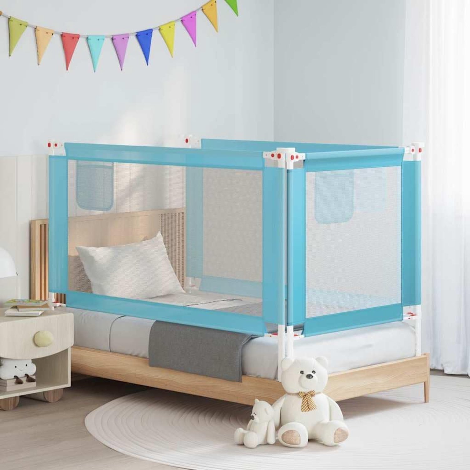 Bedhekje blauw, 150x25 cm valbescherming kind