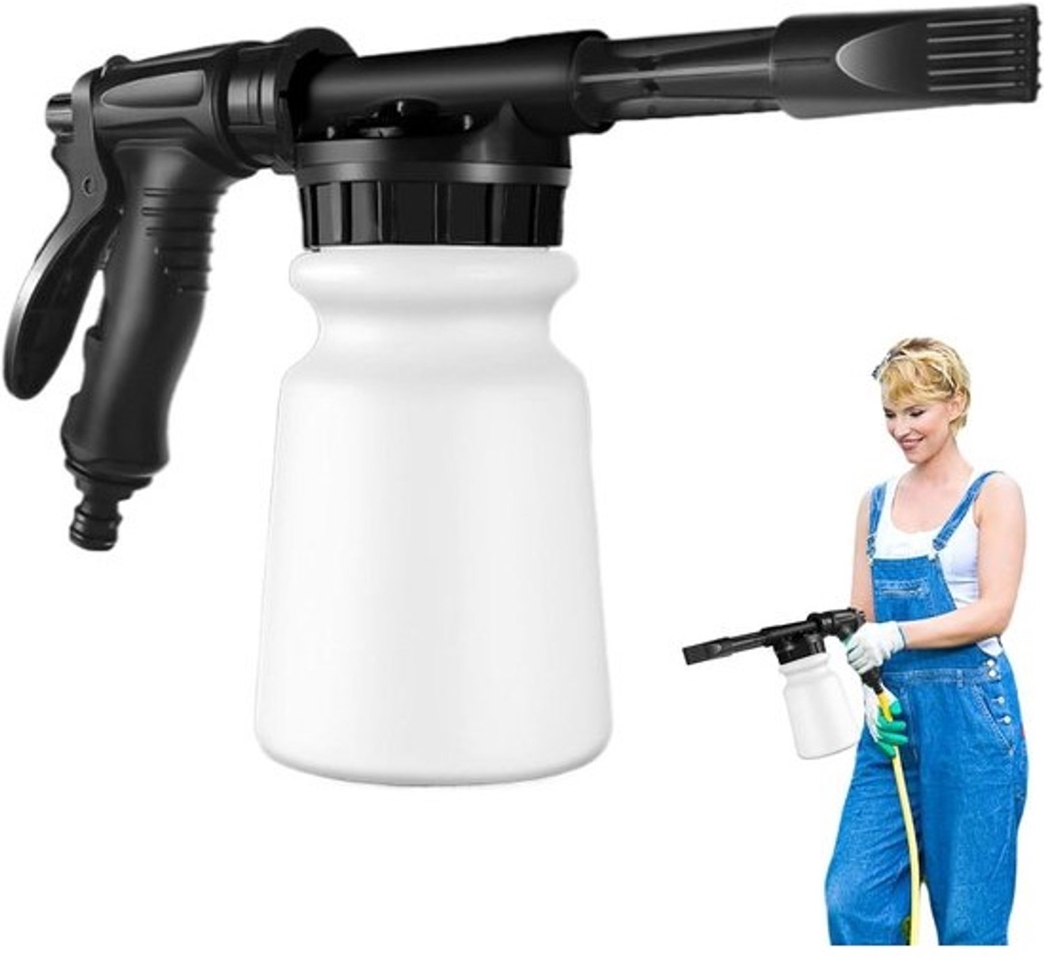 Schuimspuit - Reinigingsspuit - Auto wassen - Verbeterde schuimtechnologie - Inhoud 1 liter - Zwart