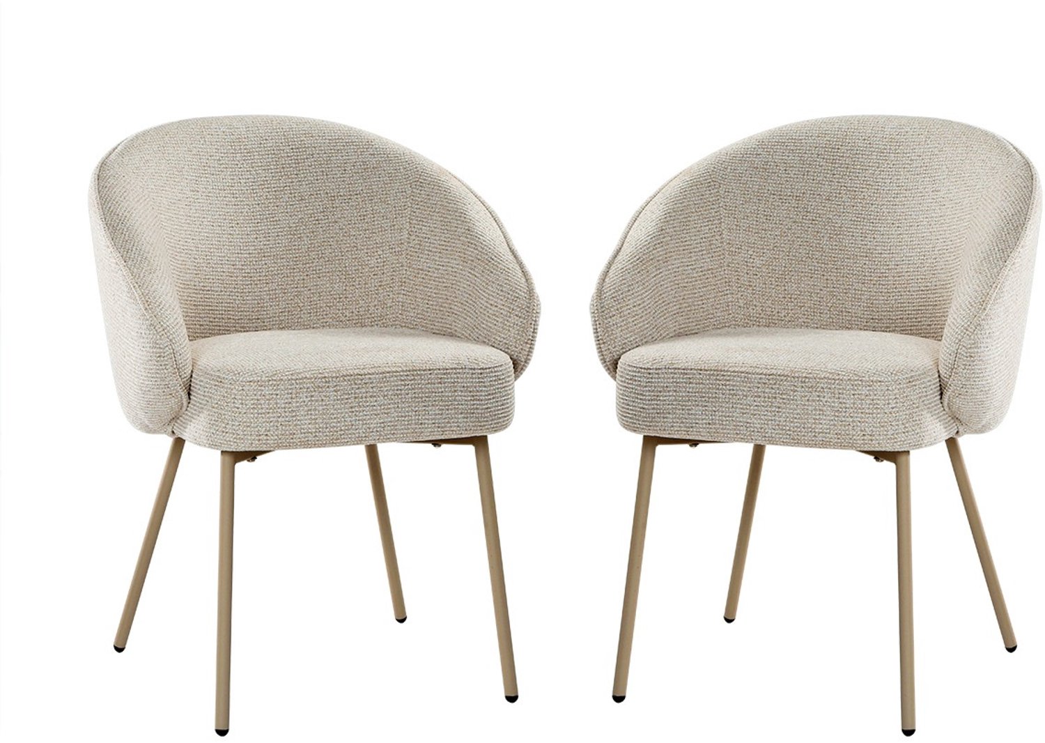 CALICOSY - Stoelen set van 2, bekleed met stof en met beige metalen poten H81 cm - PIA