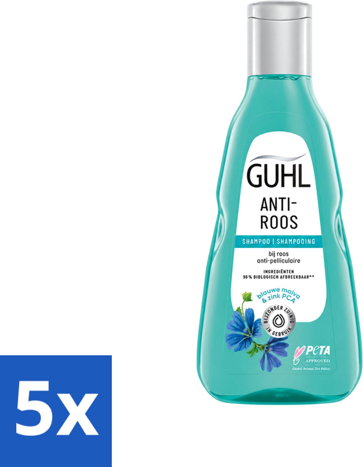 5 x Guhl - Shampoo - Anti-Roos - 250 ml - Voordeelverpakking - 5 stuks