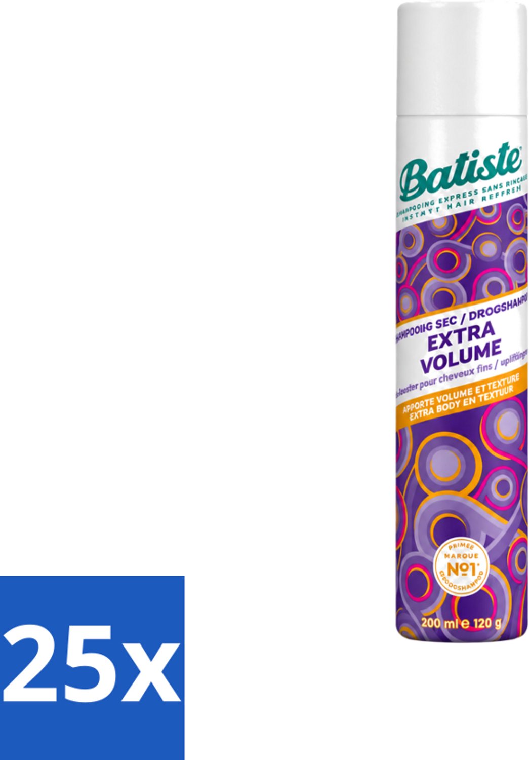 25 x Batiste - Extra Volume - Droogshampoo - Geeft Meer Volheid - Frist Vet Haar Op - 200ml - Voordeelverpakking - 25 stuks