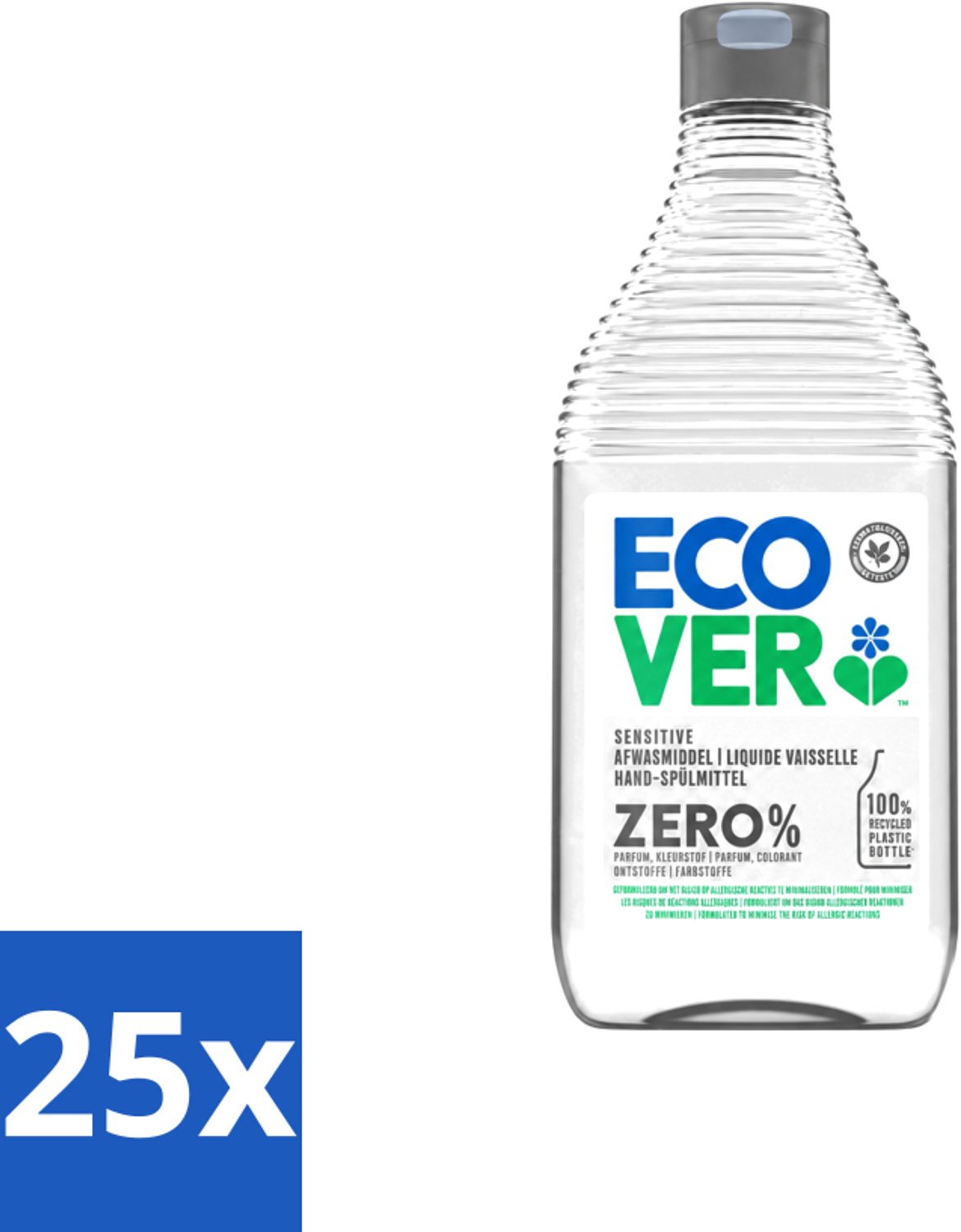25 x Ecover - Afwasmiddel ZERO - Parfumvrij - 450 ml - Voordeelverpakking - 25 stuks