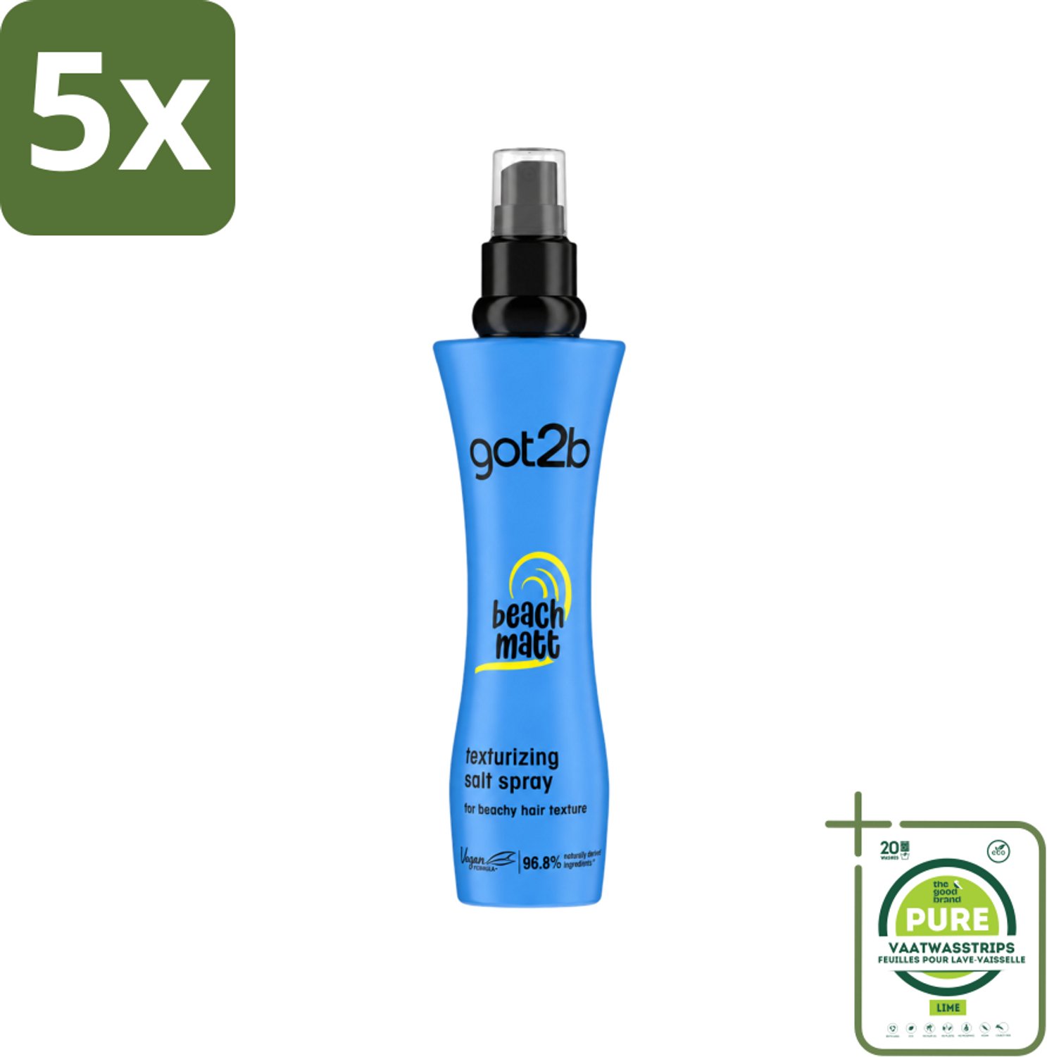 5 x Got2B - Salt Spray - Beach Babe - 200 ml - Grootverpakking - Vaatwasstrips - Strandlook - Zout Spray - Textuur - Volume - Natuurlijke Look