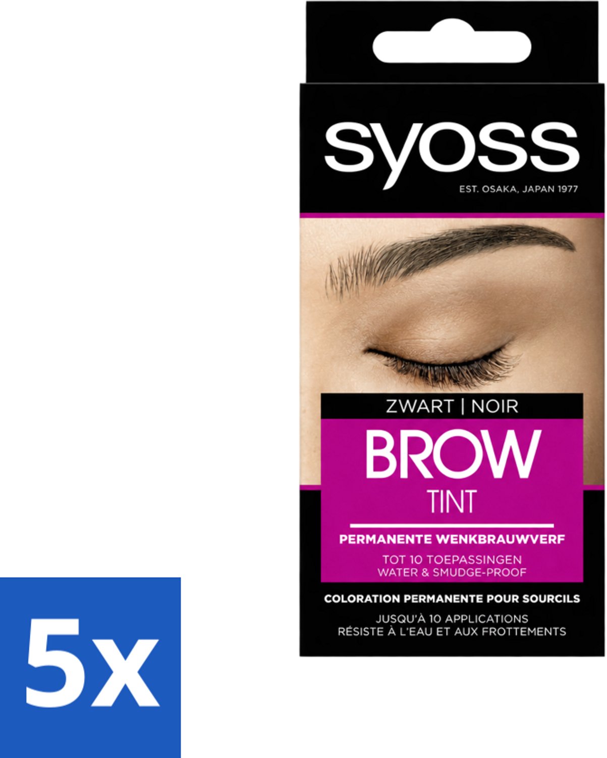 5 x SYOSS - Brow Tint Zwart - Wenkbrauwverf - Langdurige Kleur - Tot 10 Toepassingen - Voordeelverpakking - 5 stuks