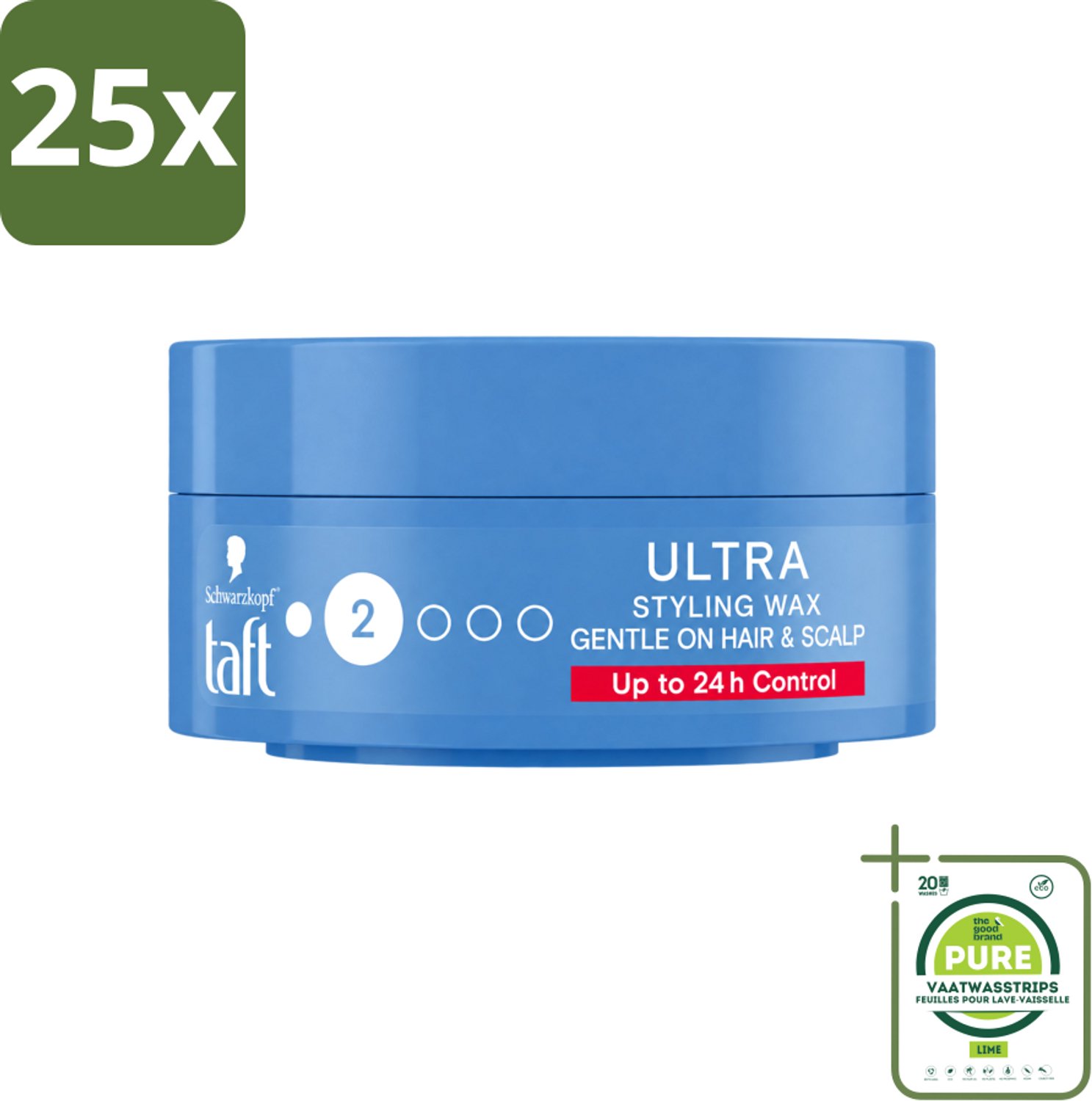 25 x Taft - Ultra 2 - Styling Wax - Flexibele textuur - 75 ml - Grootverpakking - Vaatwasstrips - Haartypen - Styling Wax - Flexibele Hold - Glanzend Haar - Vegan Haarproduct