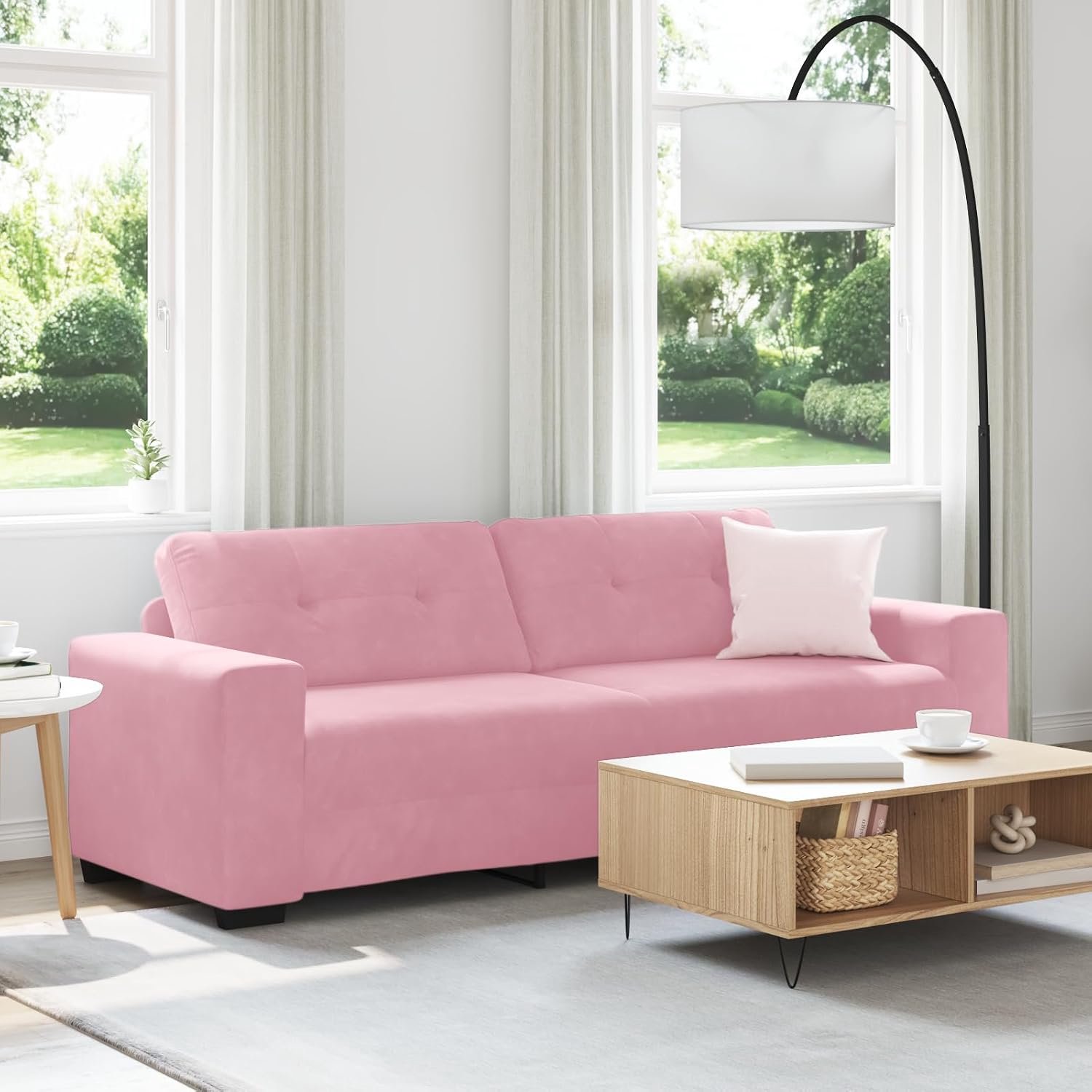 Fluwelen sofa, 3-zits, 180 cm, modern design met afneembare overtrekken en stabiele houten lijst, voor woonkamer, comfort en duurzaamheid