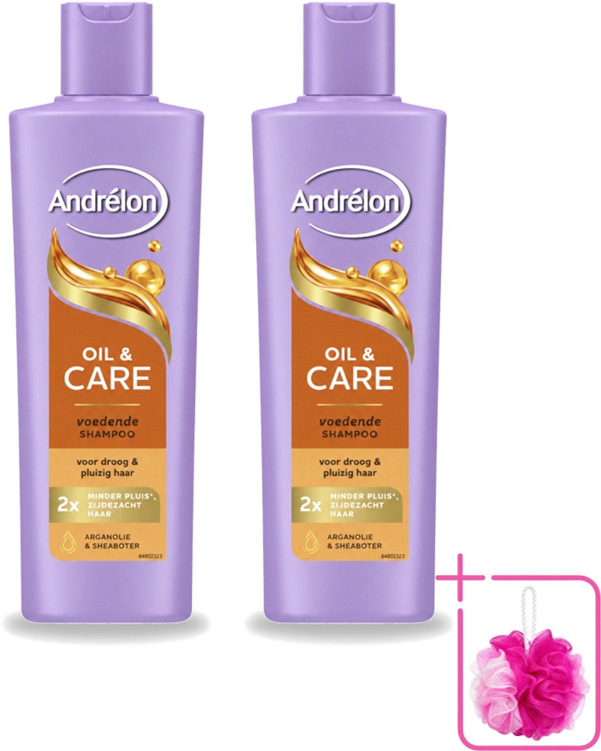 2 x Andrélon – Shampoo – Oil & Care – 250 ml - Bulkverpakking - Droog haar - Douchemop - Pluis