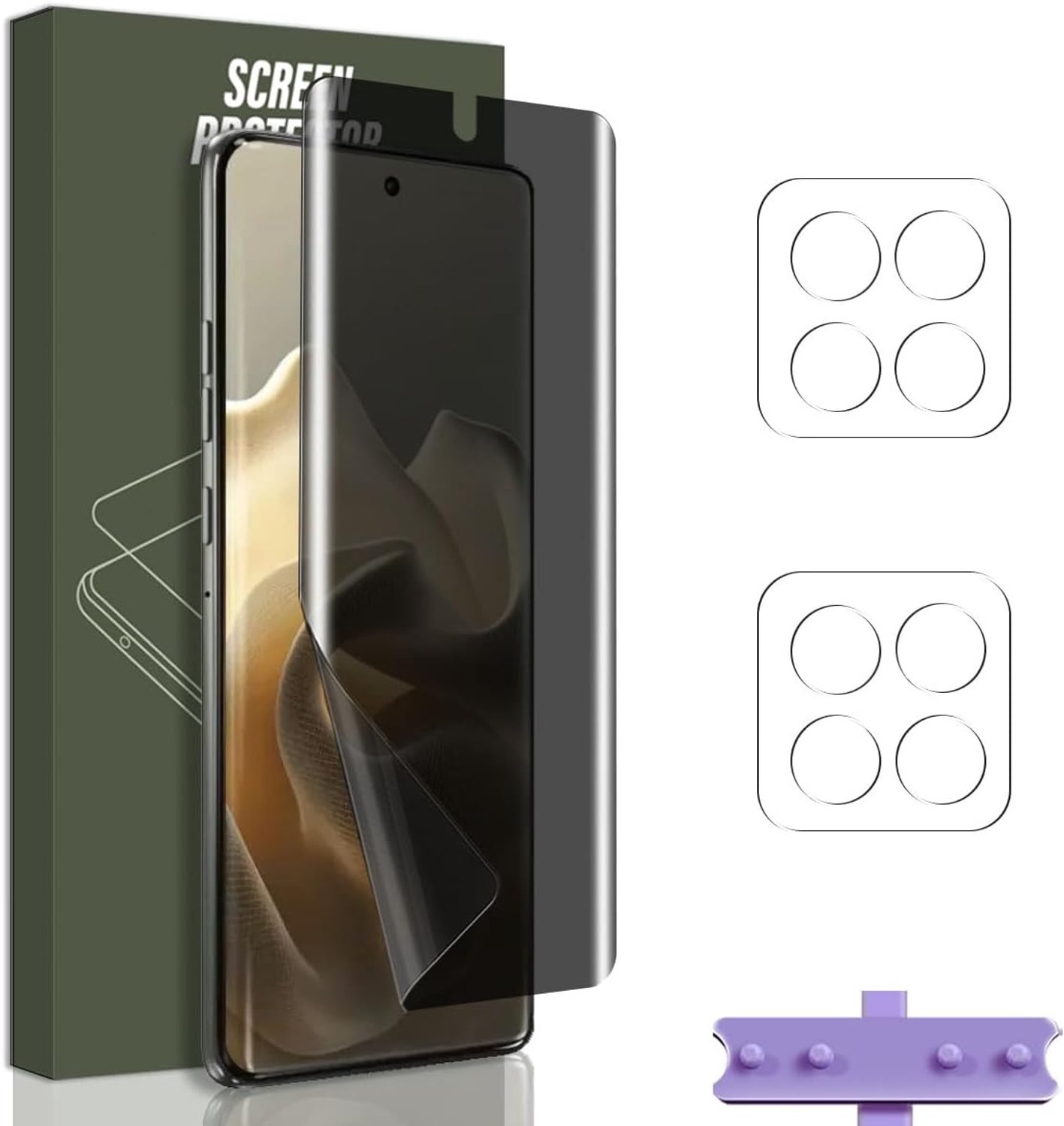 Beschermfolie voor Motorola Moto Edge 60 Pro, TPU displaybescherming, anti-spyfolie, privacy, privacyfolie, 1 stuk en camerabescherming, glas, 2 stuks, anti-spy folie voor Moto Edge
