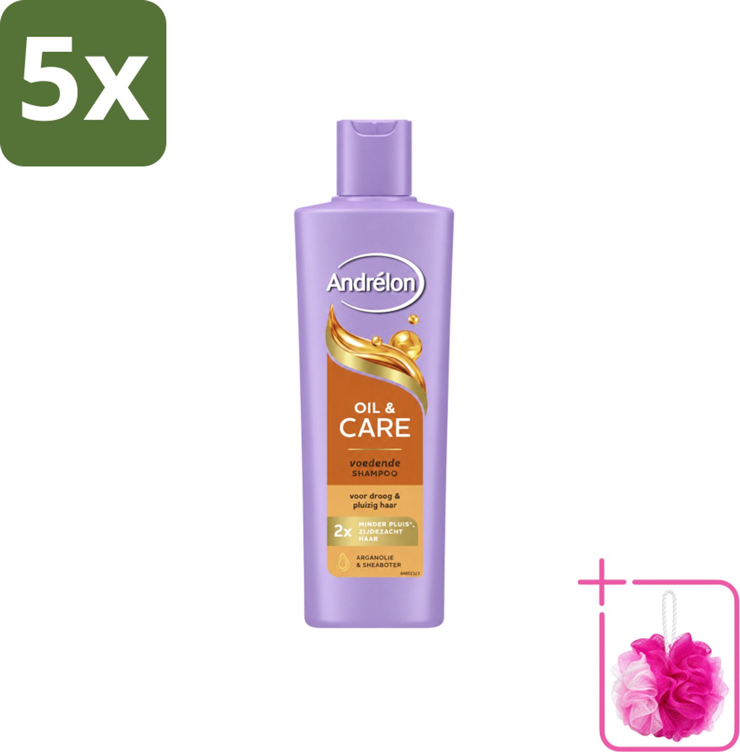 5 x Andrélon – Shampoo – Oil & Care – 250 ml - Bulkverpakking - Droog haar - Douchemop - Pluis
