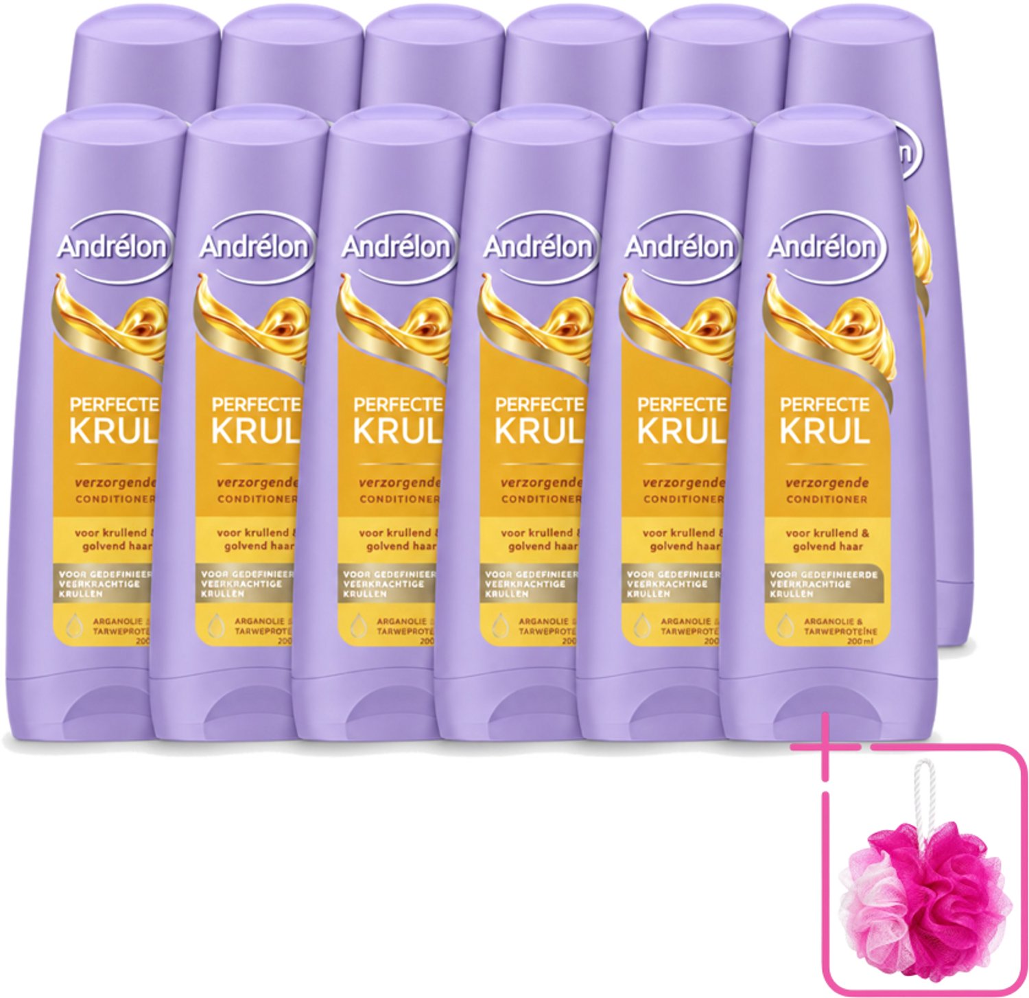 12 x Andrélon – Conditioner – Perfecte Krul – 200 ml - Bulkverpakking - Krullen verzorgen - Douchemop - Krullen pluisvrij